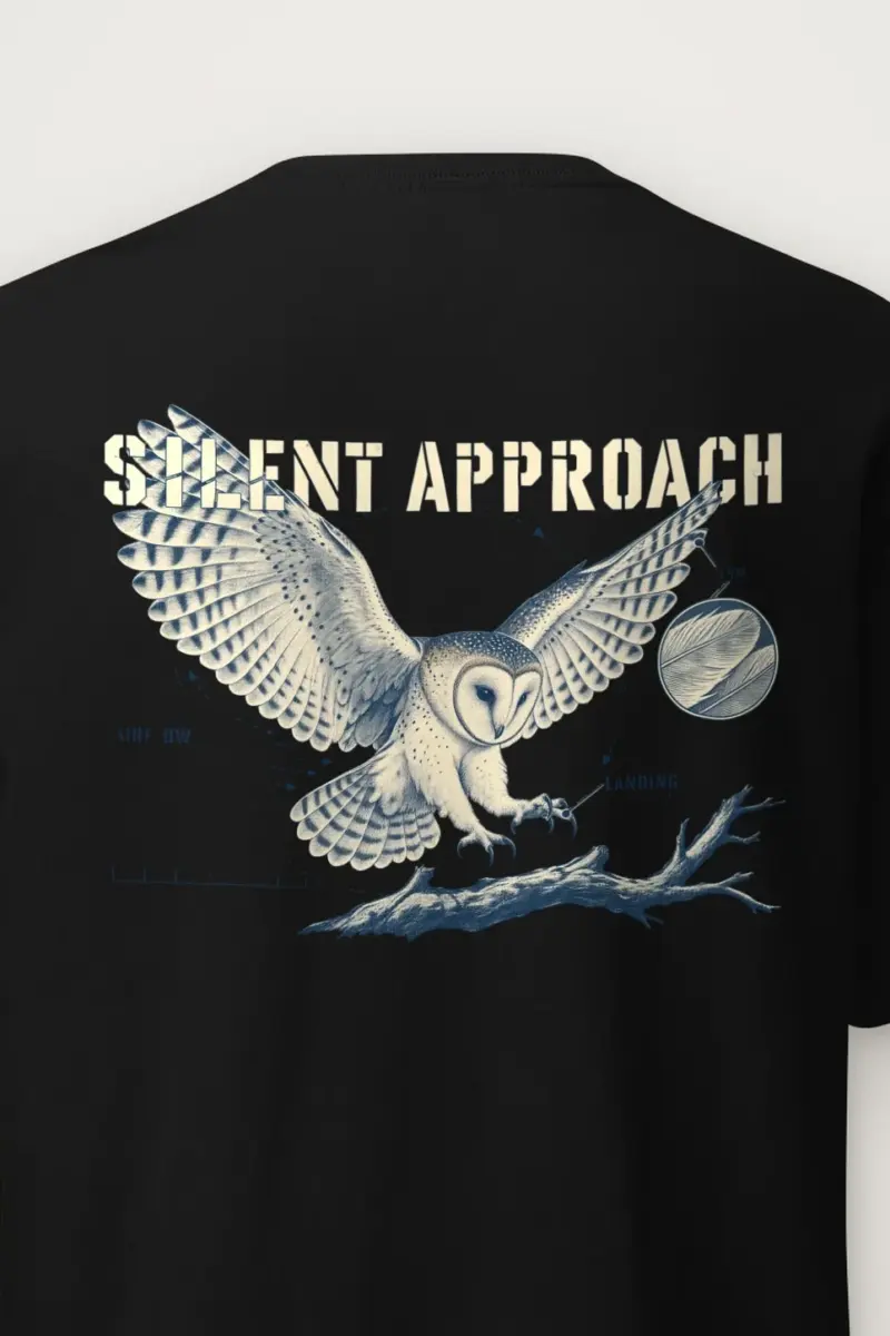 "Silent Approach" Heavyweight Unisex Crewneck T-shirt - the graphic up close