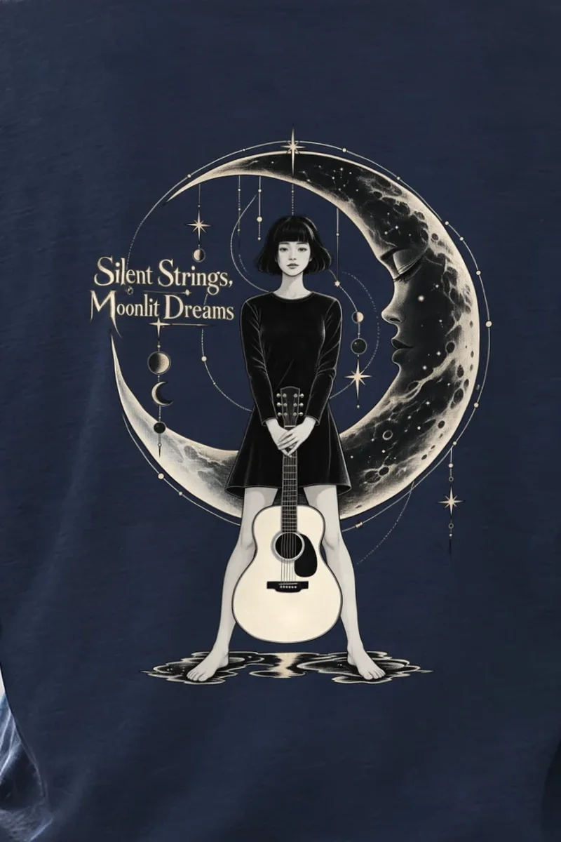 "Silent Strings" Unisex Longsleeve T-shirt - the graphic up close