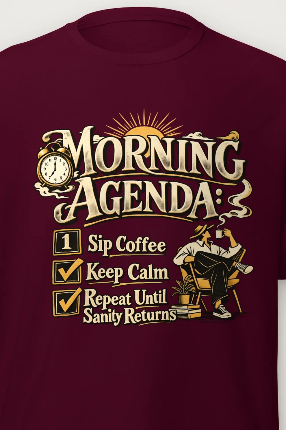 "Sip Coffee Repeat" Heavyweight Unisex Crewneck T-shirt