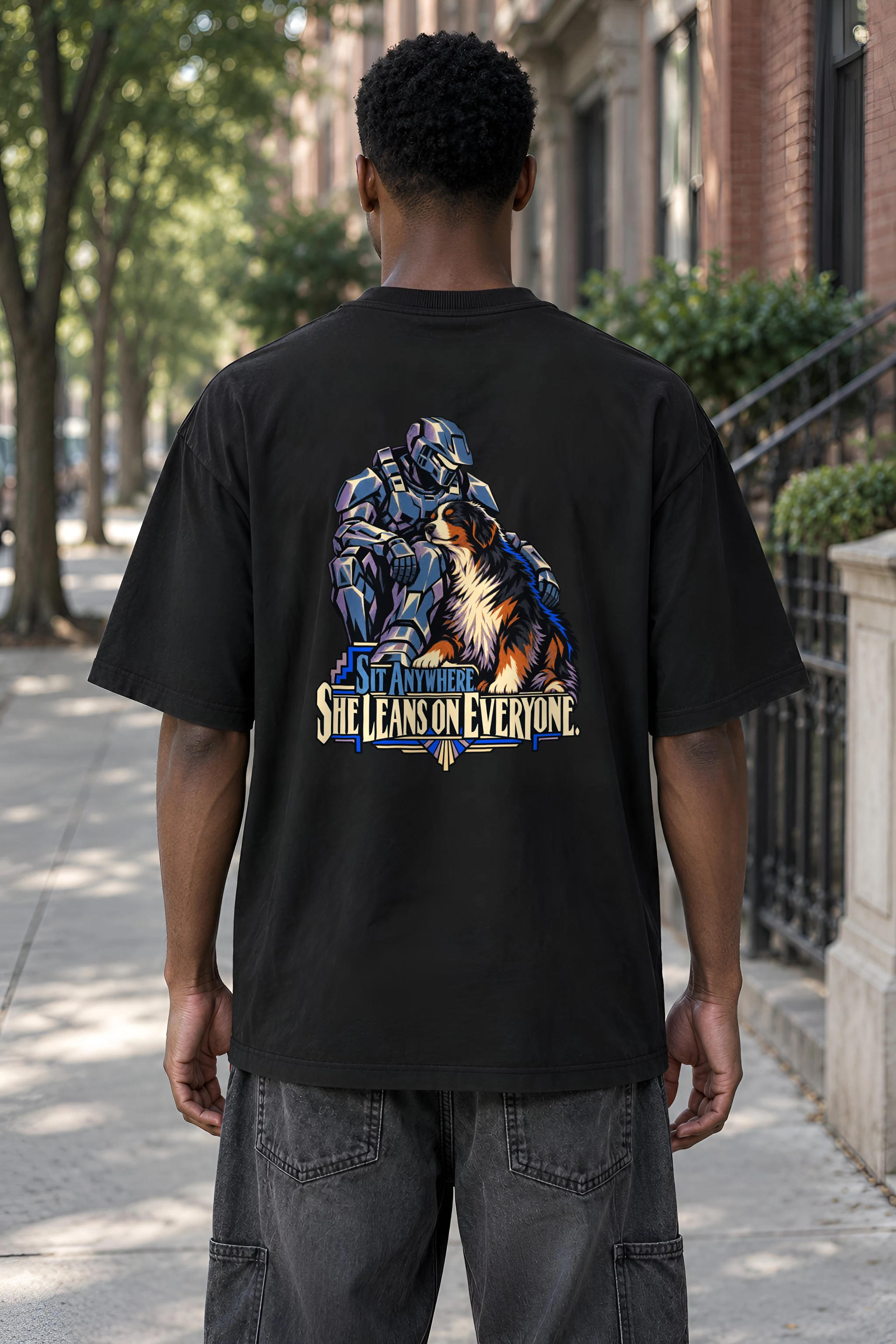 "Sit Anywhere, She Leans on Everyone" Unisex Oversized Heavyweight Crewneck T-Shirt
