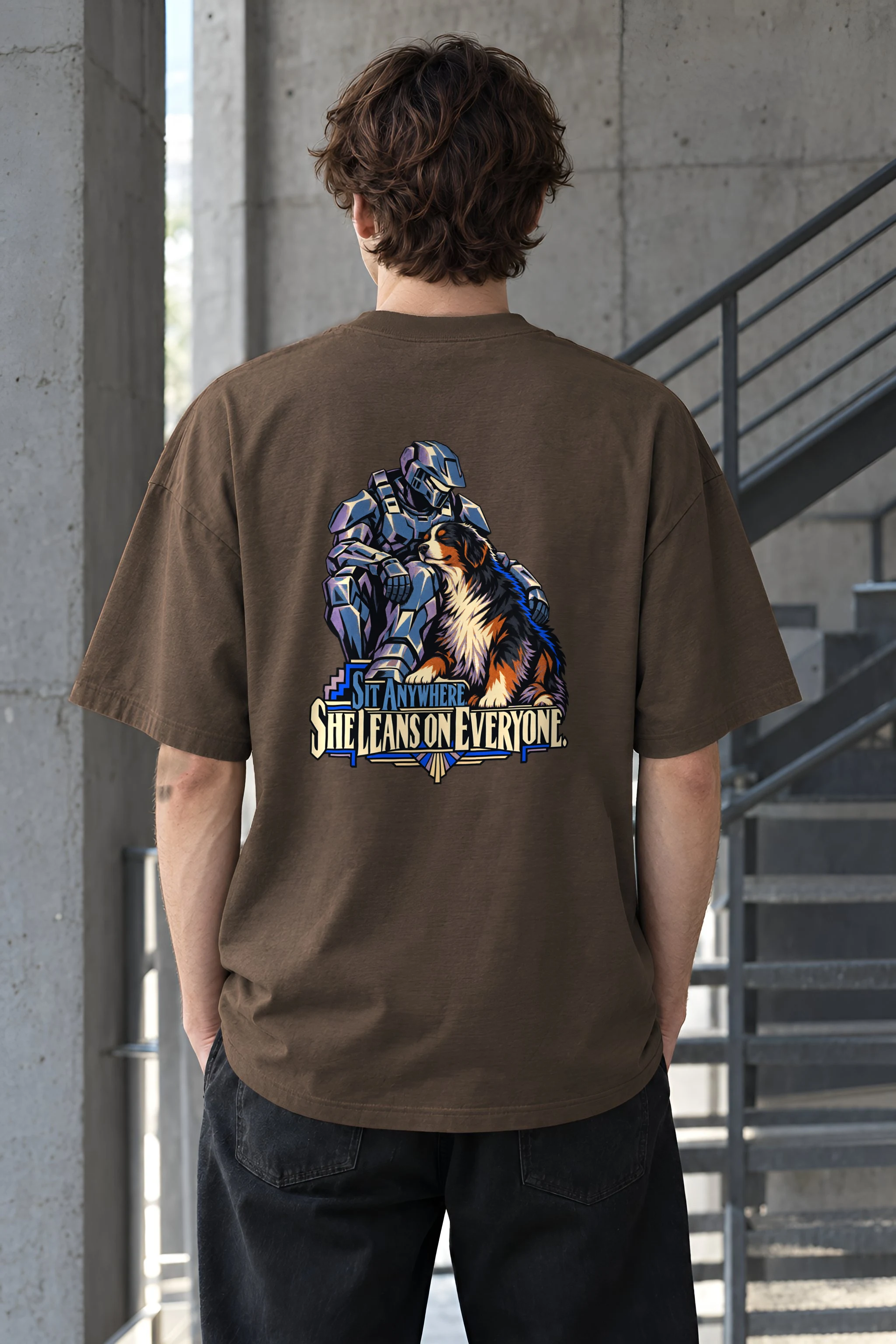 "Sit Anywhere, She Leans on Everyone" Unisex Oversized Heavyweight Crewneck T-Shirt
