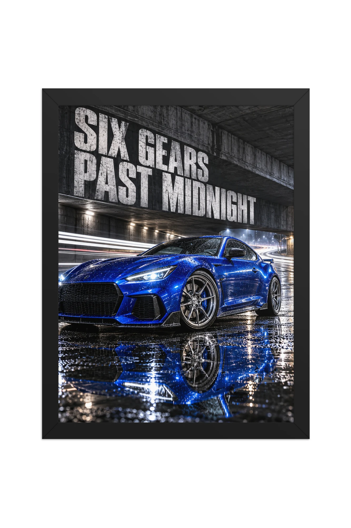 "Six Gears Past Midnight" Premium Wooden Framed Poster