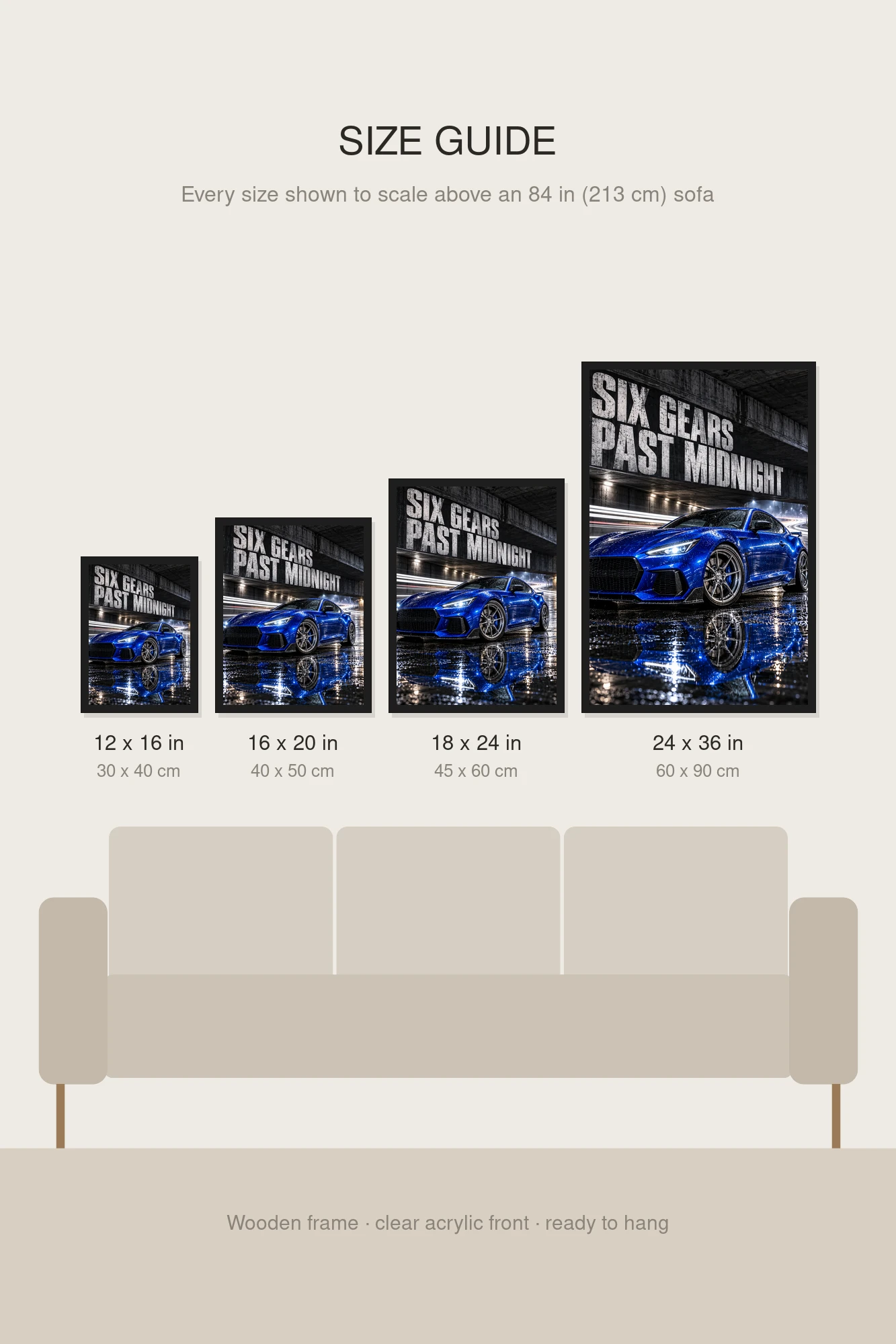 "Six Gears Past Midnight" Premium Wooden Framed Poster