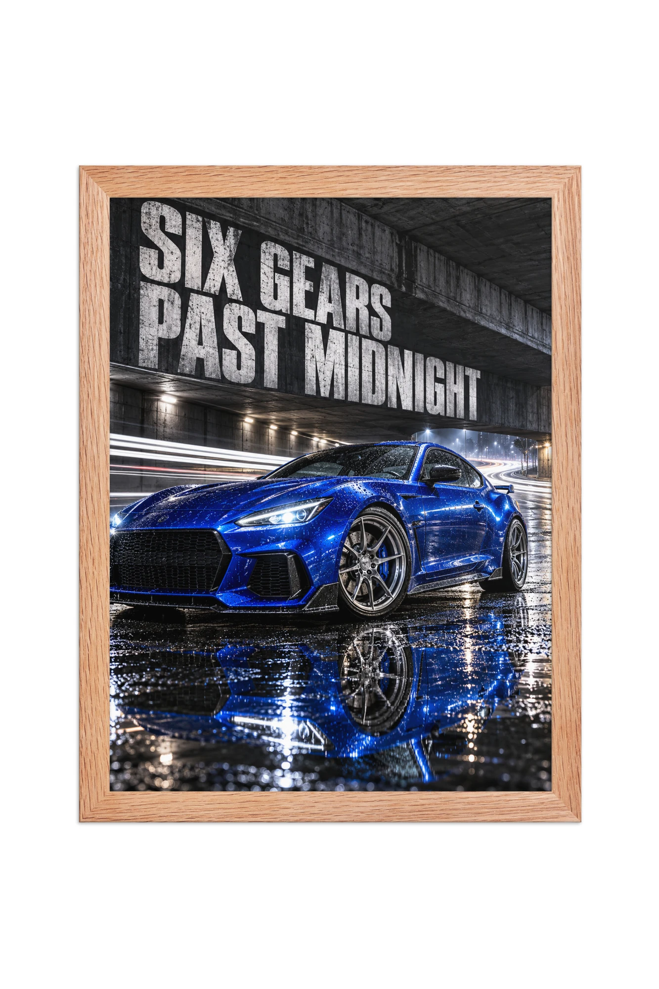 "Six Gears Past Midnight" Premium Wooden Framed Poster