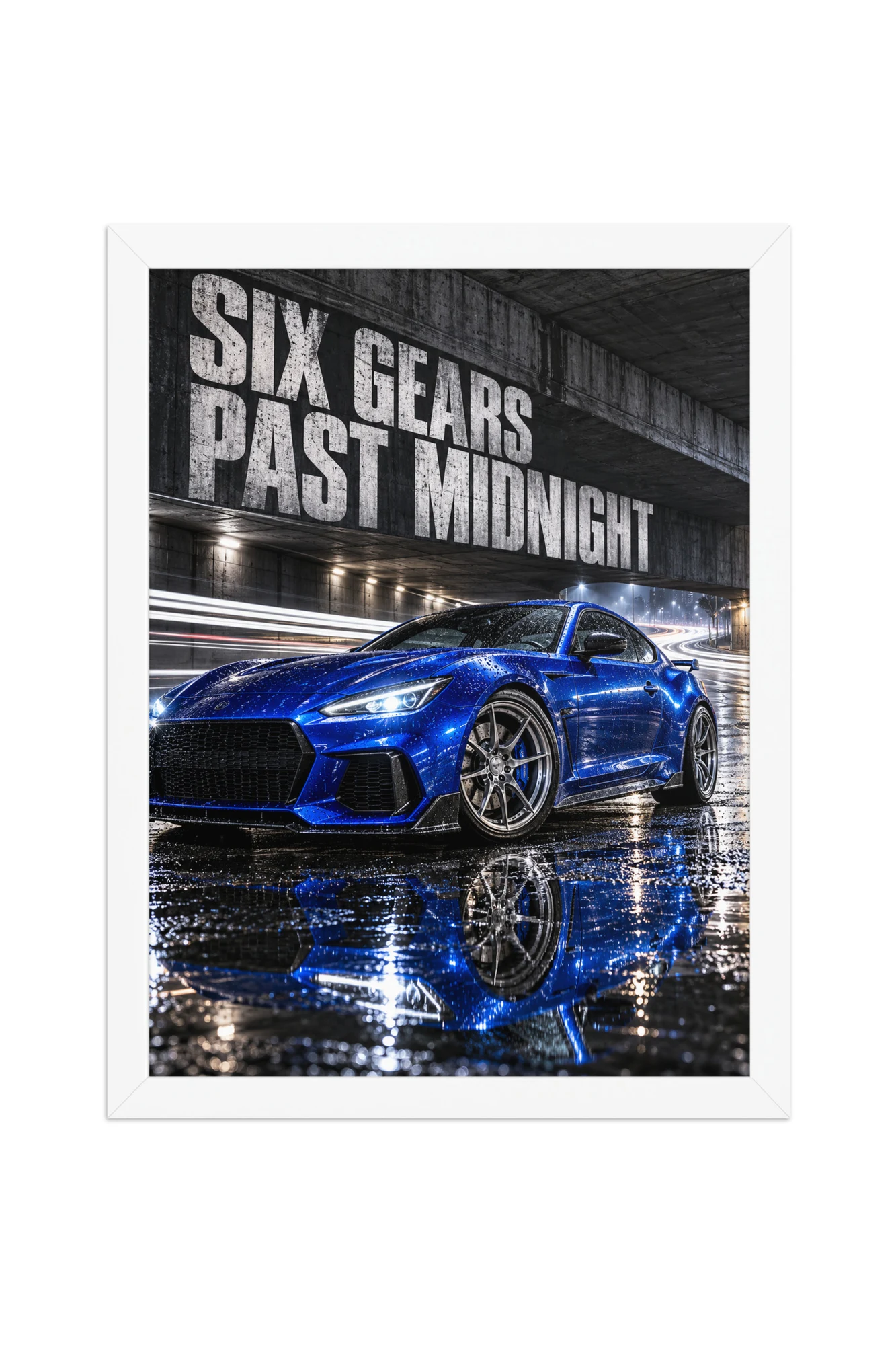 "Six Gears Past Midnight" Premium Wooden Framed Poster