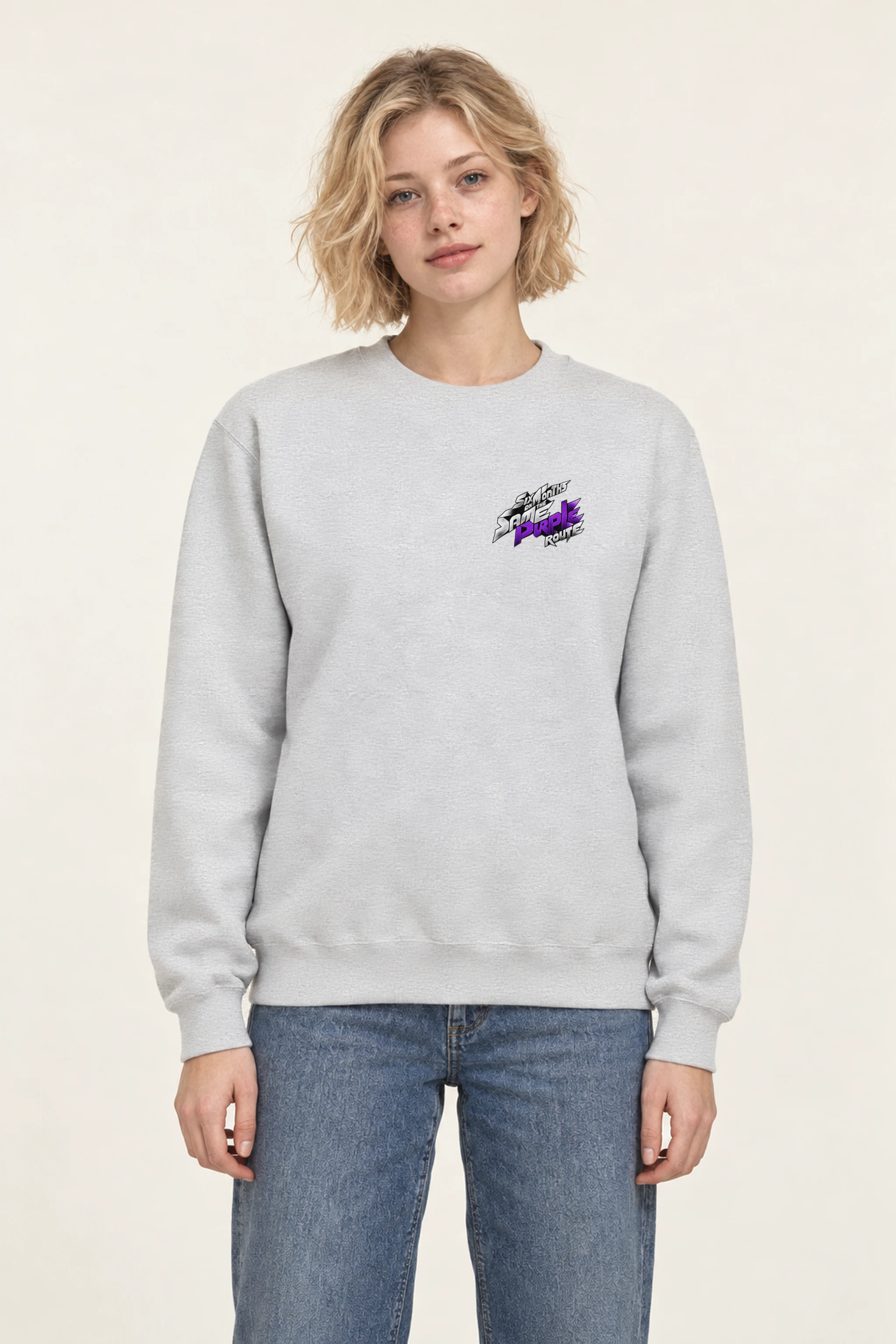 "Six Months on the Same Purple Route" Heavy Blend Unisex Crewneck Sweatshirt