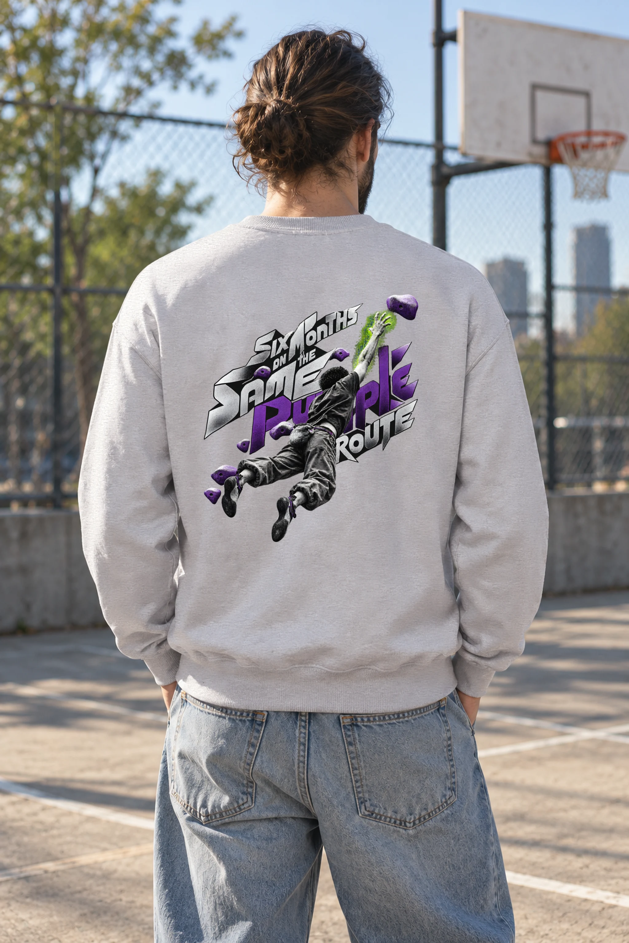"Six Months on the Same Purple Route" Heavy Blend Unisex Crewneck Sweatshirt