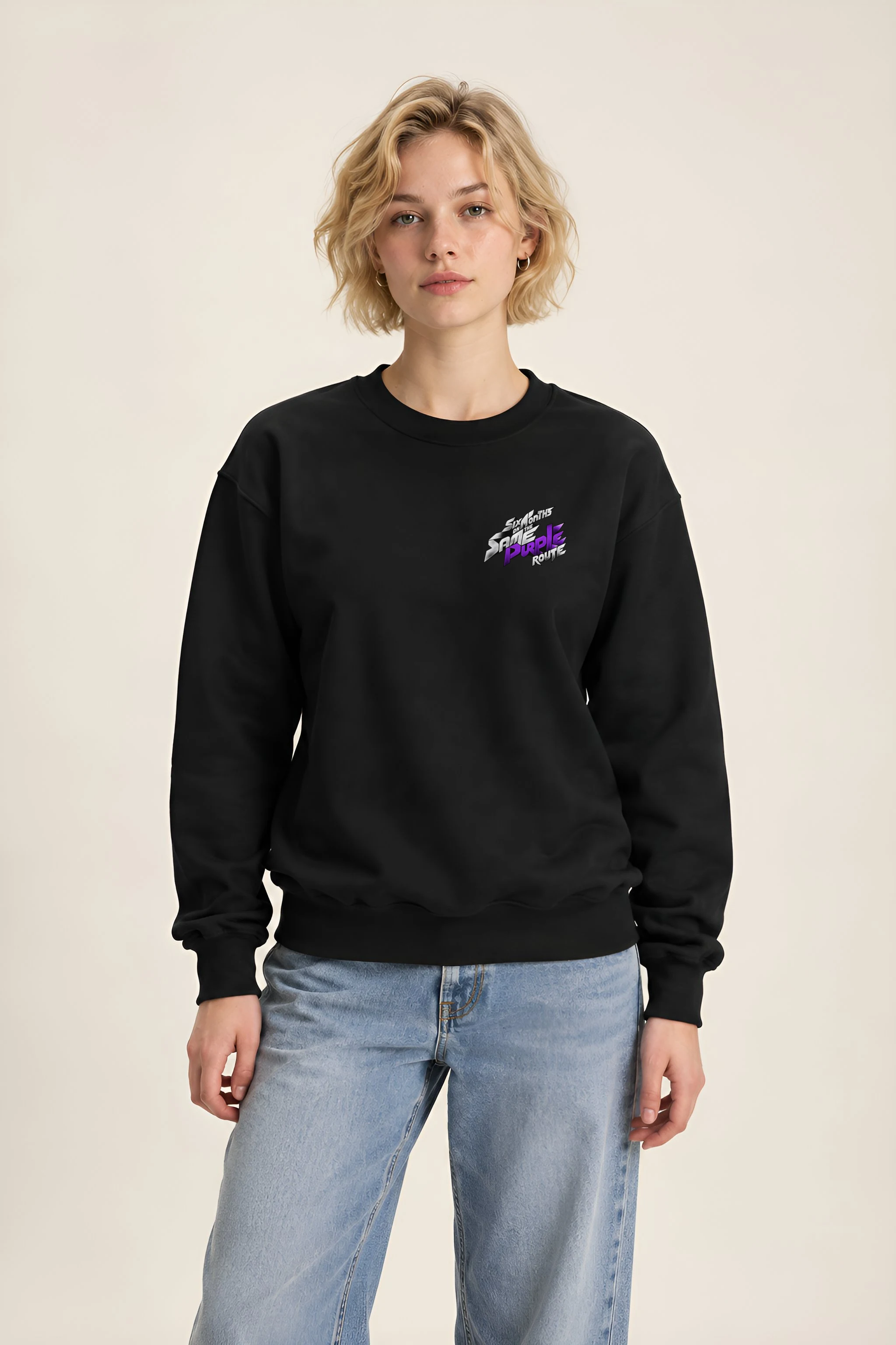"Six Months on the Same Purple Route" Heavy Blend Unisex Crewneck Sweatshirt