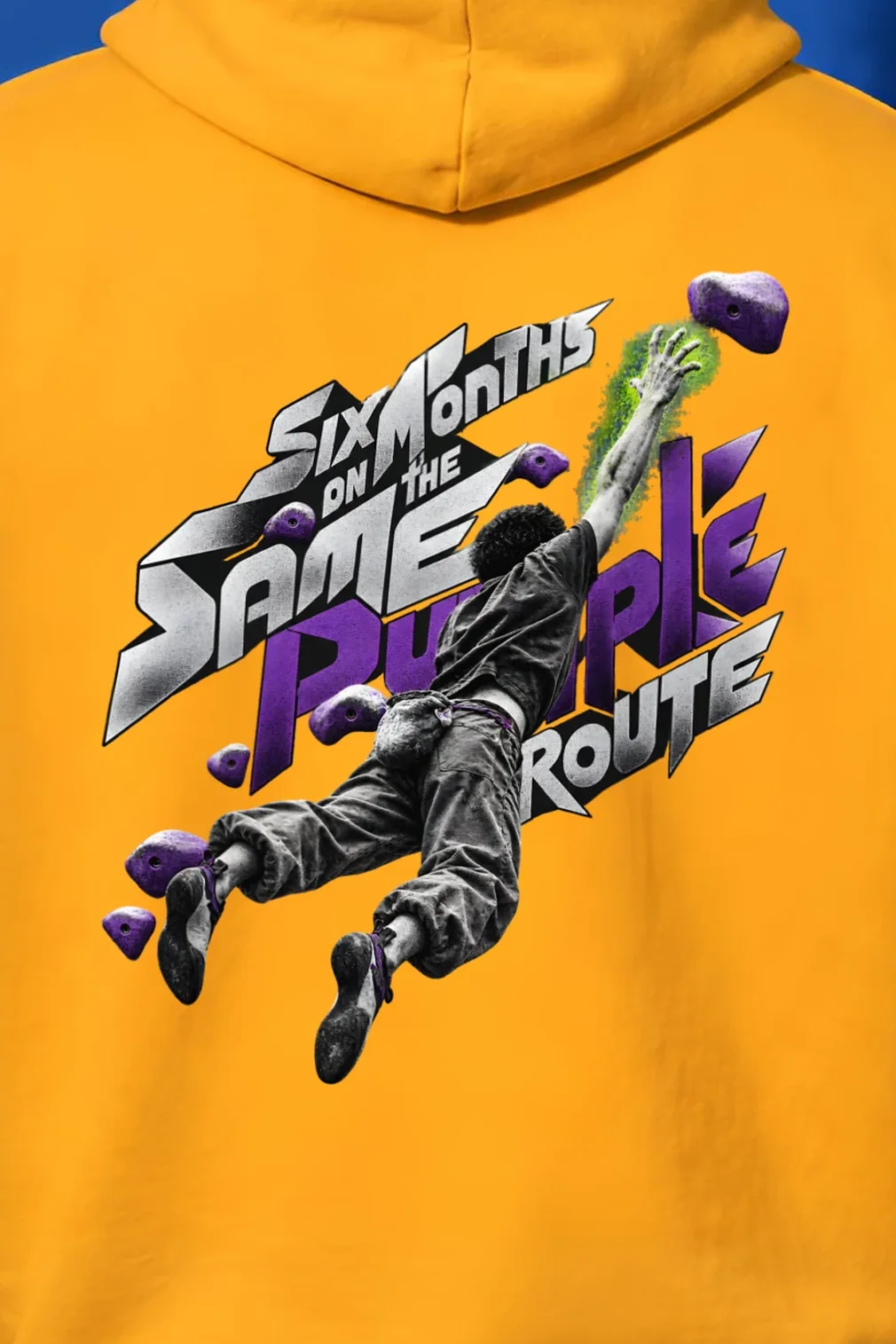 "Six Months on the Same Purple Route" Heavy Blend Unisex Pullover Hoodie - the graphic up close