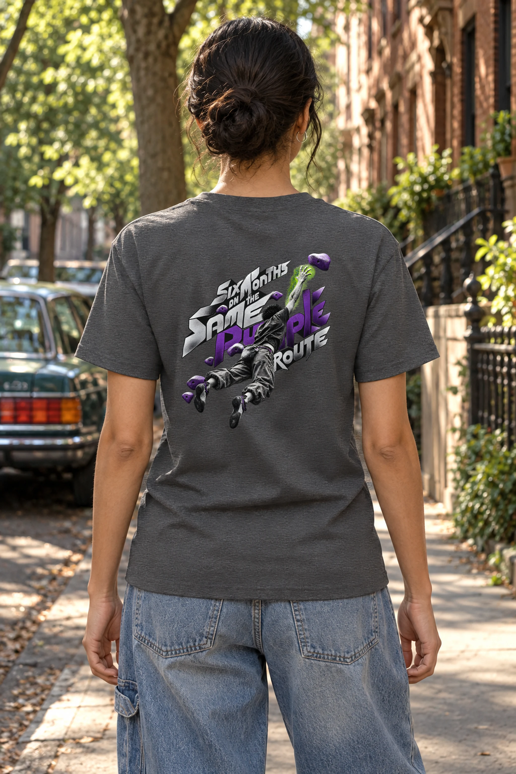 "Six Months on the Same Purple Route" Heavyweight Unisex Crewneck T-shirt