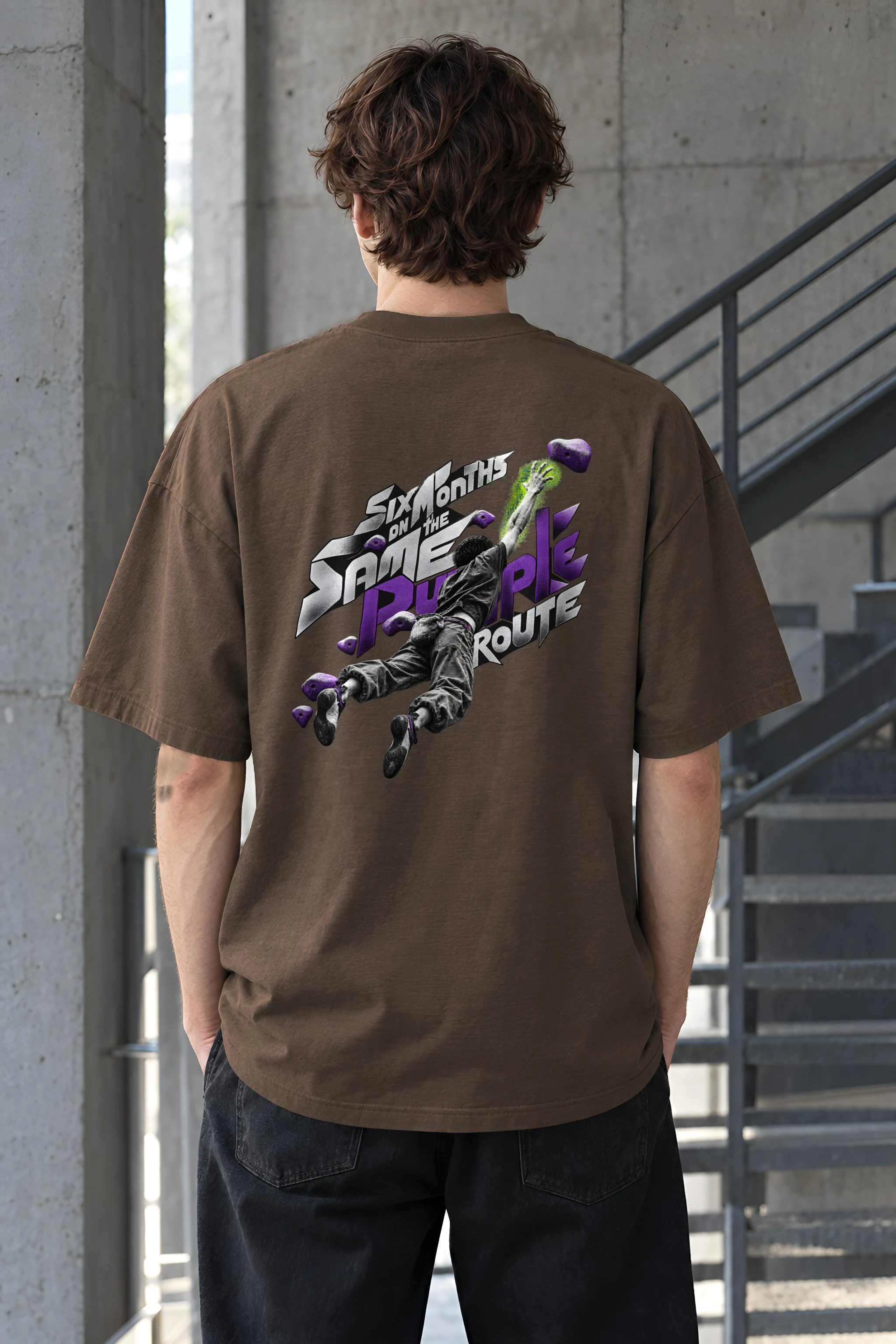 "Six Months on the Same Purple Route" Unisex Oversized Heavyweight Crewneck T-Shirt