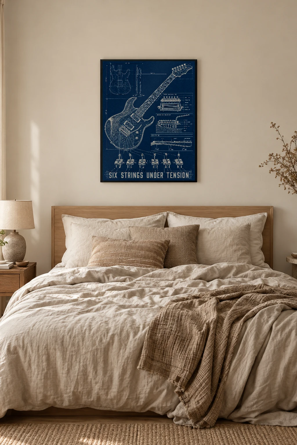 "Six Strings Under Tension" Premium Wooden Framed Poster