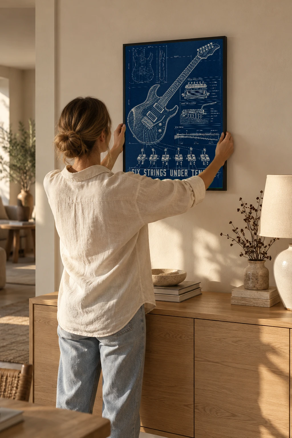 "Six Strings Under Tension" Premium Wooden Framed Poster