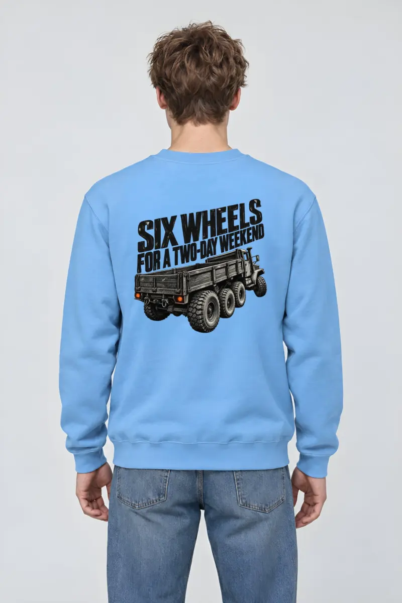 “Six Wheels for a Two-Day Weekend” Heavy Blend Unisex Crewneck Sweatshirt