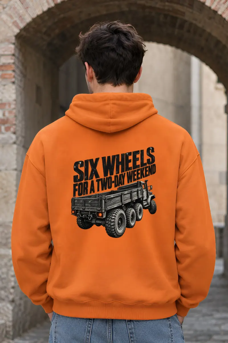 “Six Wheels for a Two-Day Weekend” Heavy Blend Unisex Pullover Hoodie