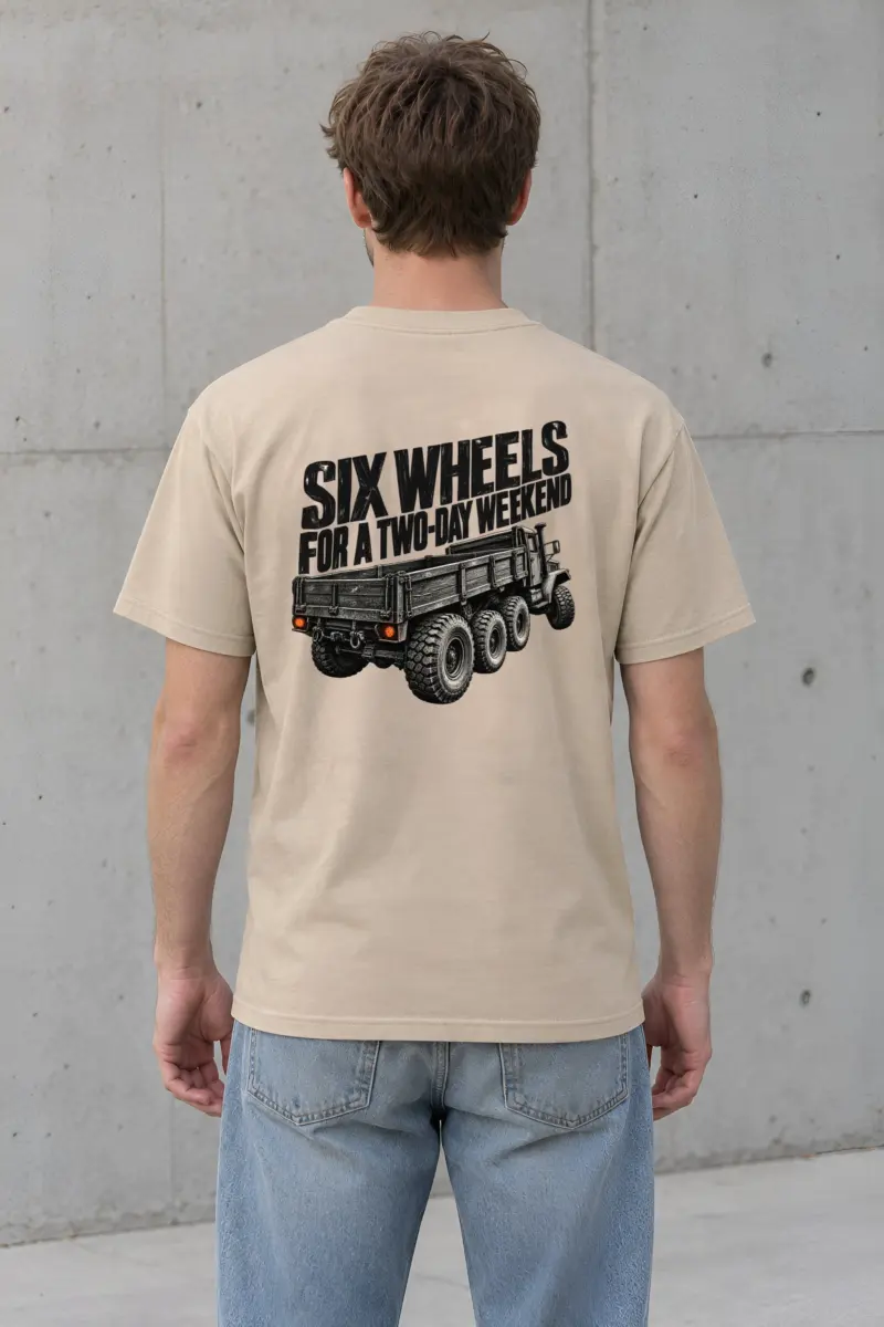“Six Wheels for a Two-Day Weekend” Heavyweight Unisex Crewneck T-shirt