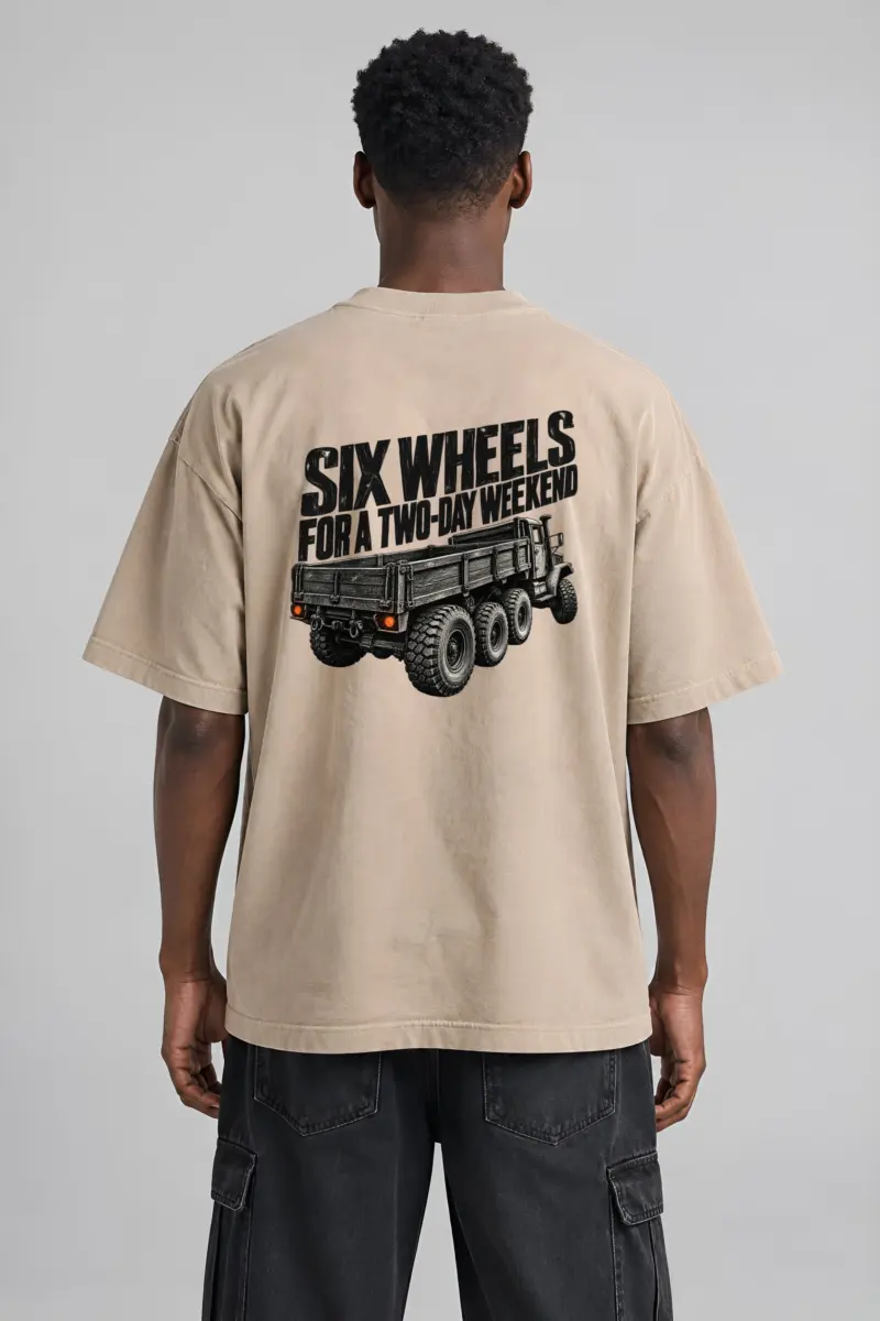 “Six Wheels for a Two-Day Weekend” Men’s Oversized Heavyweight Crewneck T-Shirt