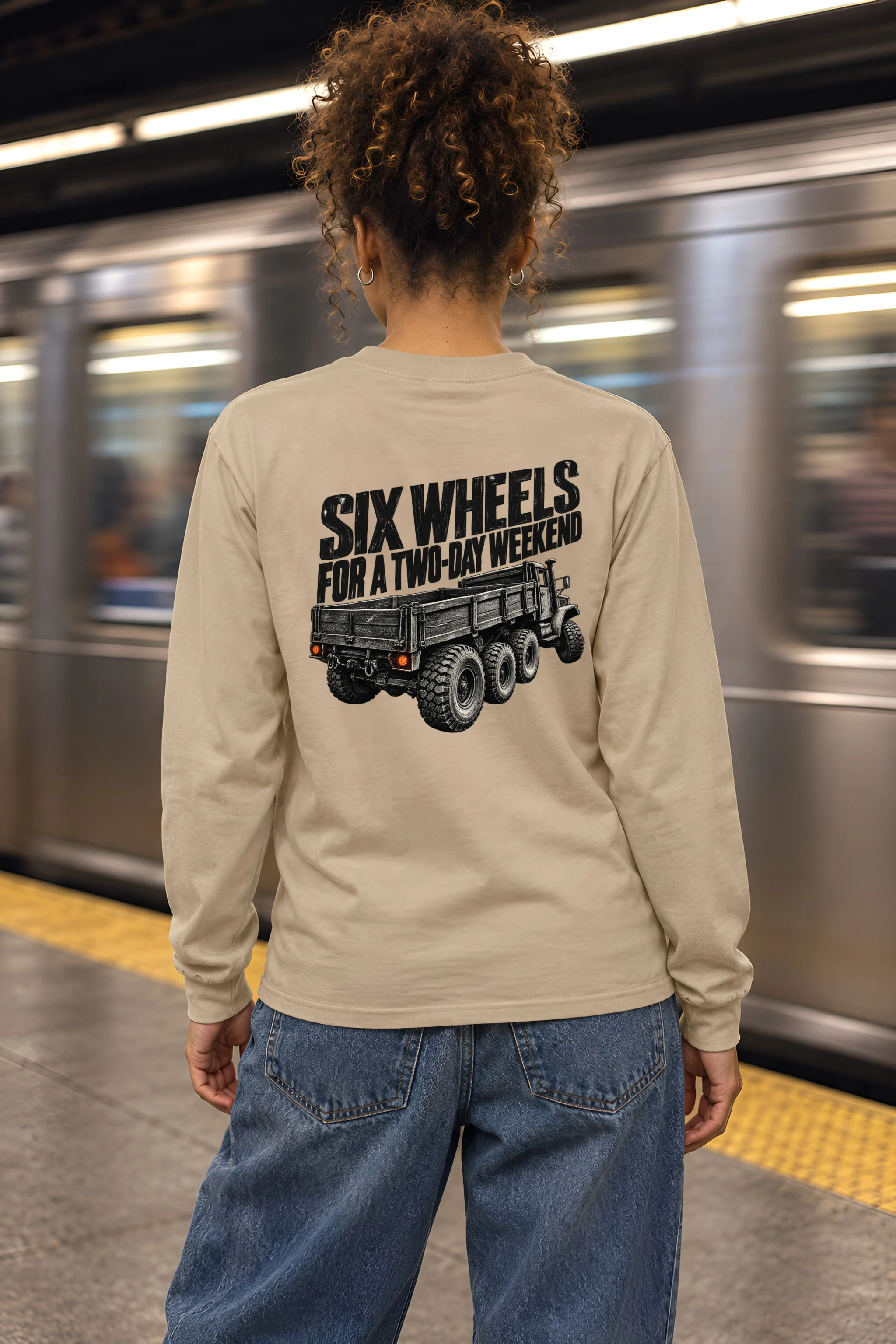 "Six Wheels for a Two-Day Weekend" Unisex Longsleeve T-shirt