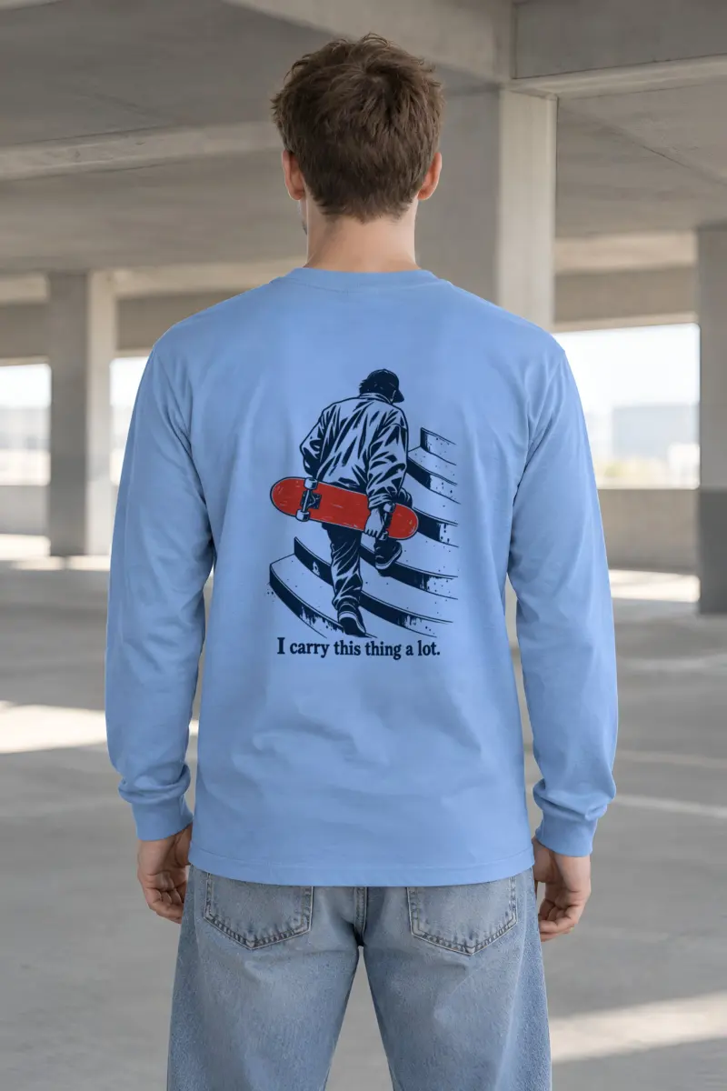 "Skater Carrying Red Board" Unisex Longsleeve T-shirt