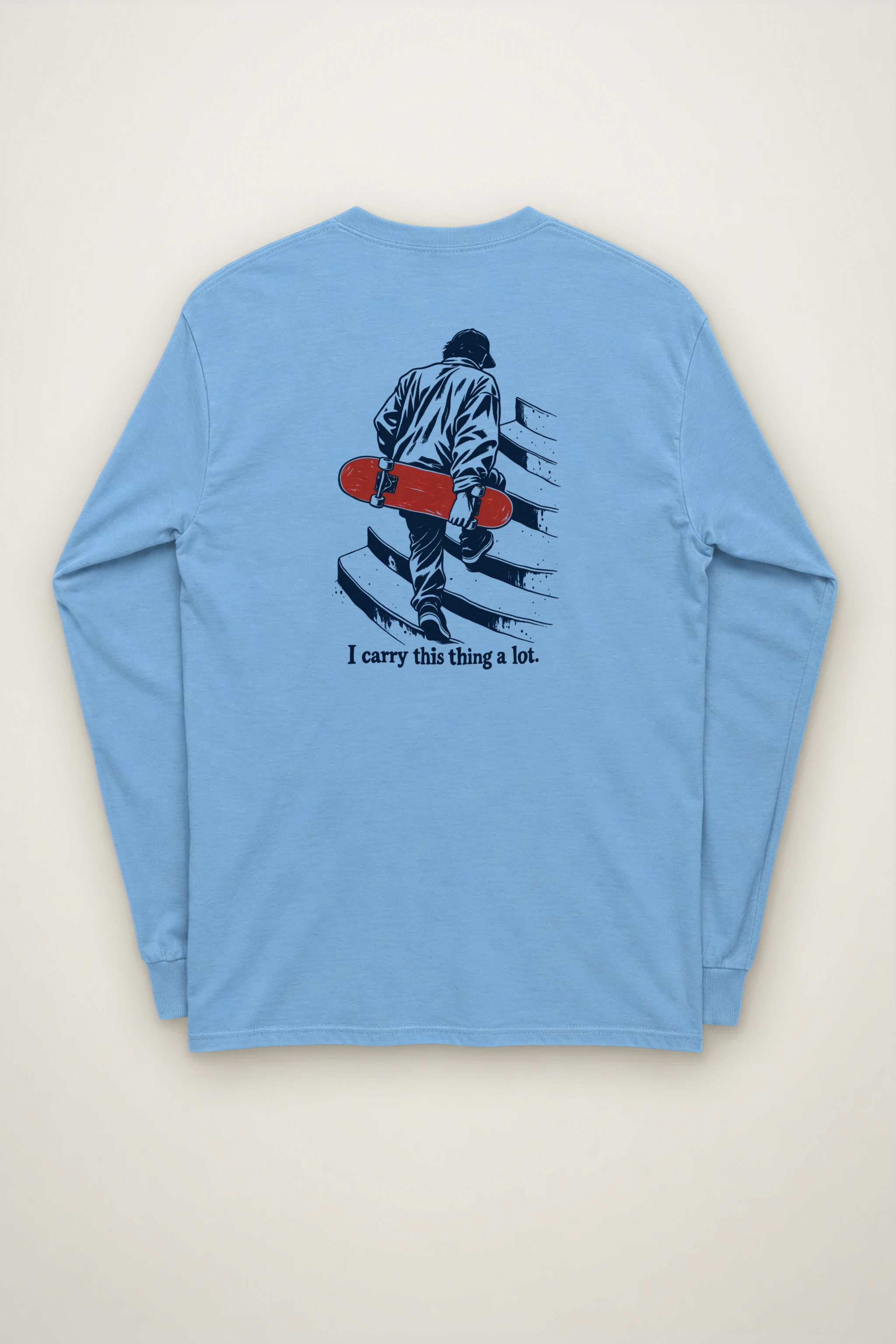 "Skater Carrying Red Board" Unisex Longsleeve T-shirt