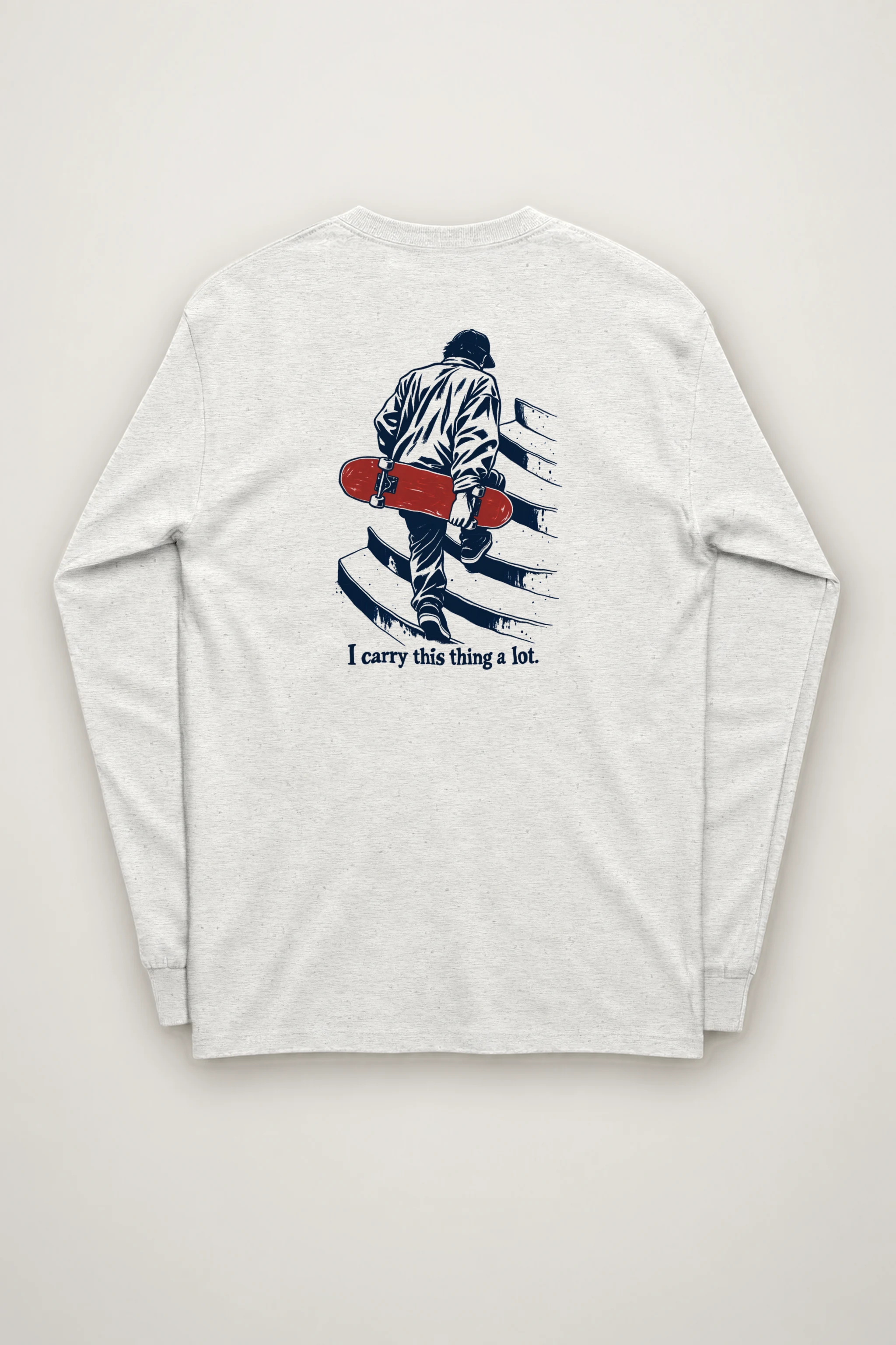 "Skater Carrying Red Board" Unisex Longsleeve T-shirt