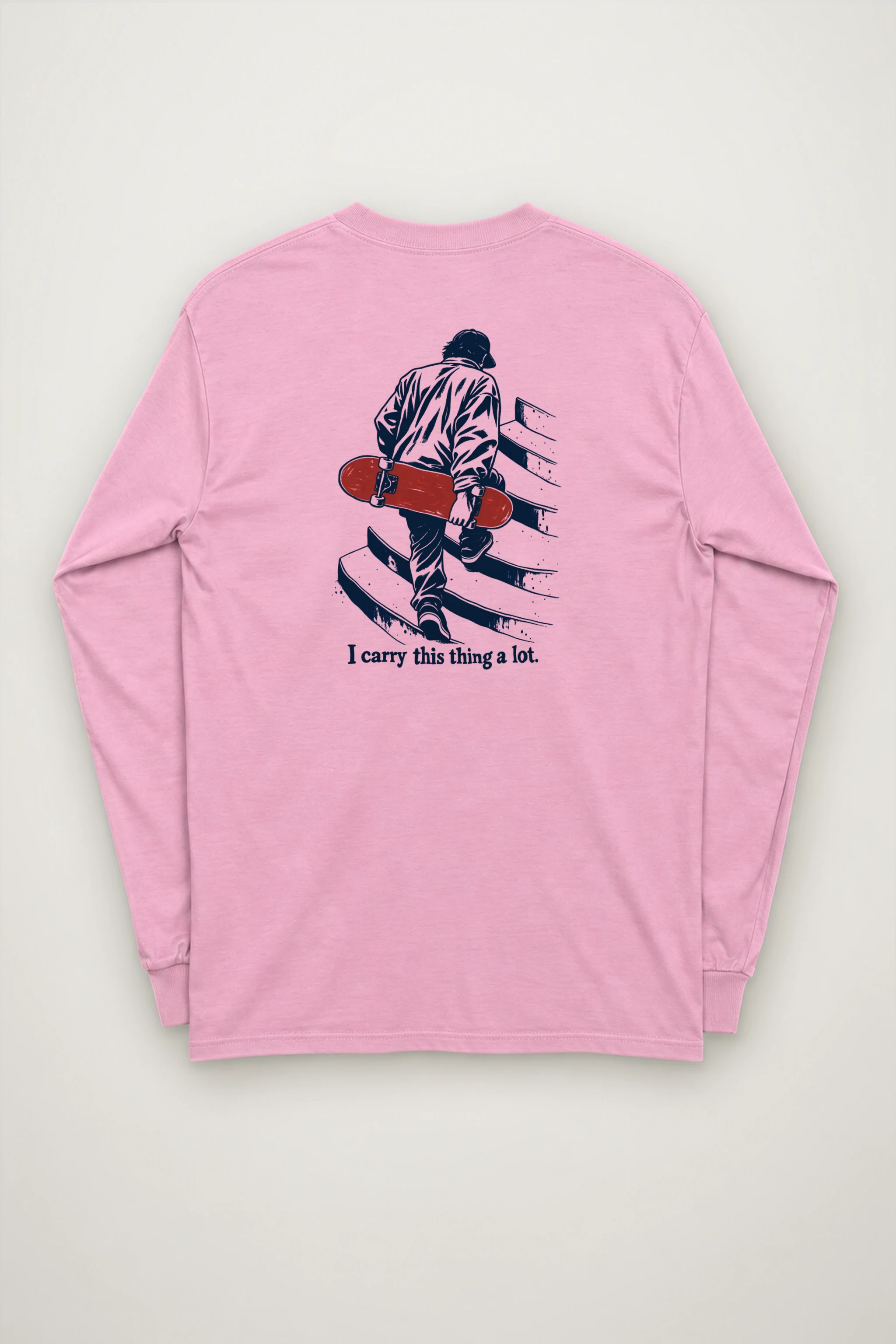 "Skater Carrying Red Board" Unisex Longsleeve T-shirt