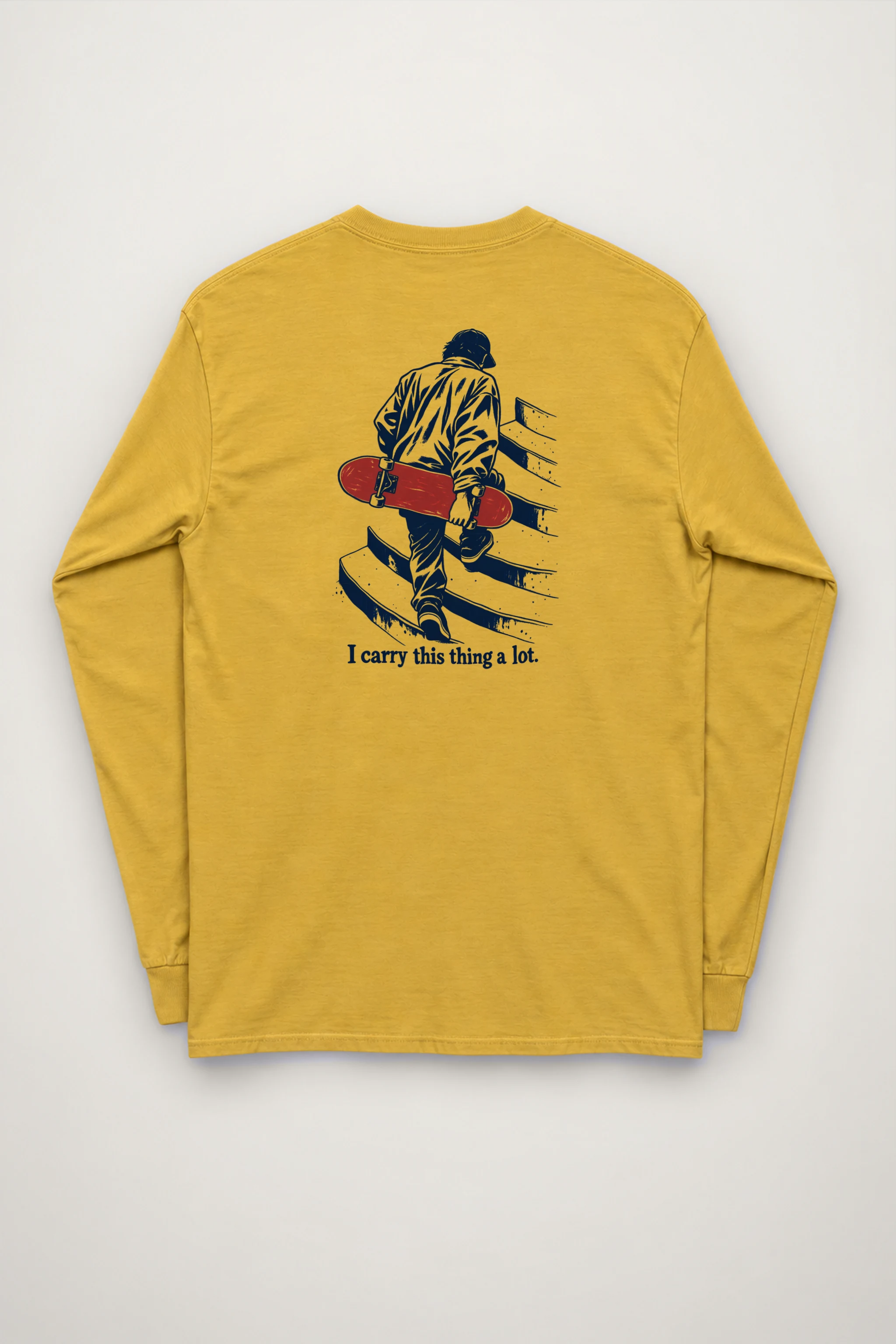 "Skater Carrying Red Board" Unisex Longsleeve T-shirt