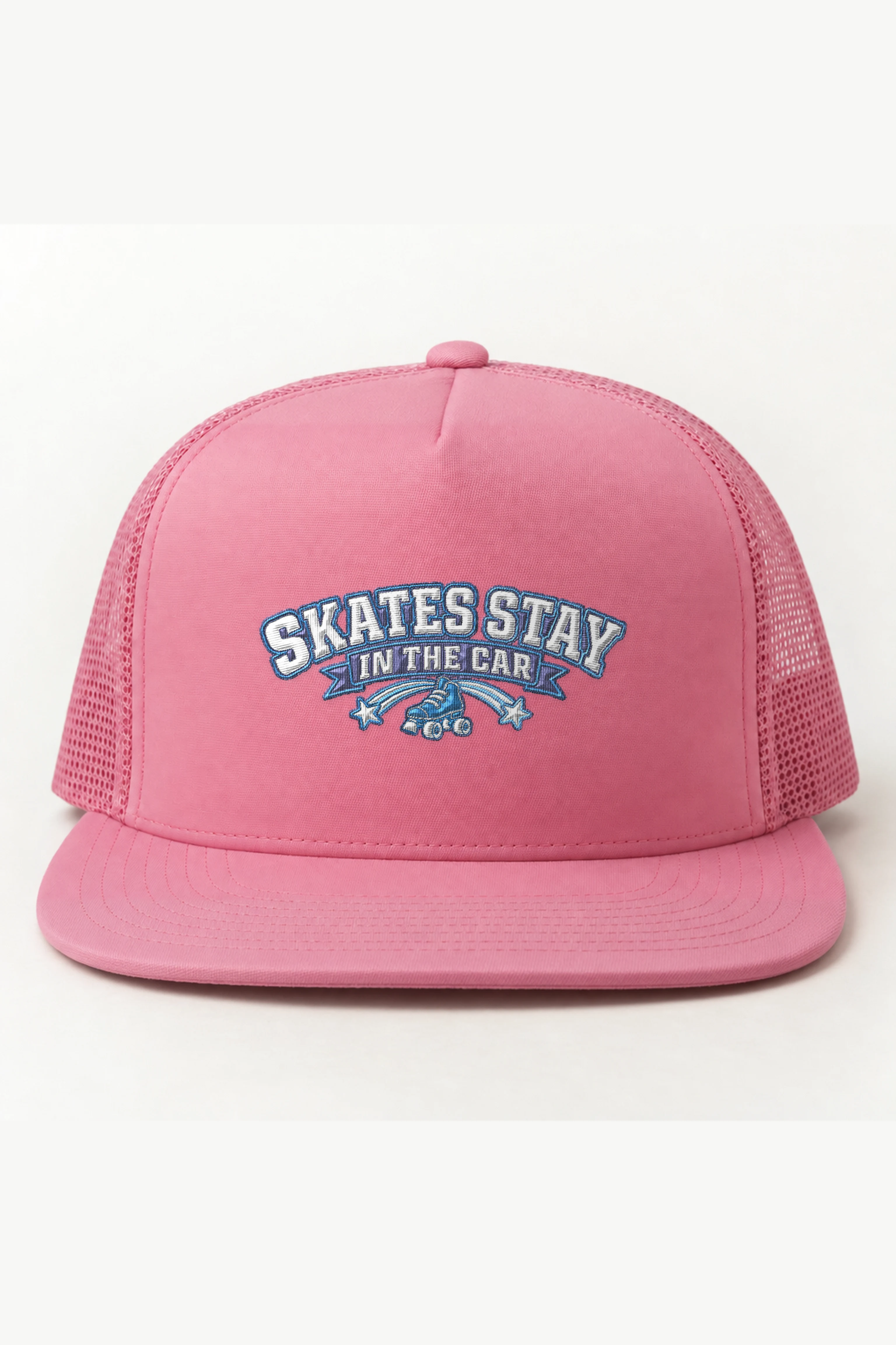"Skates Stay in the Car" 5 Panel Trucker Cap · Embroidered
