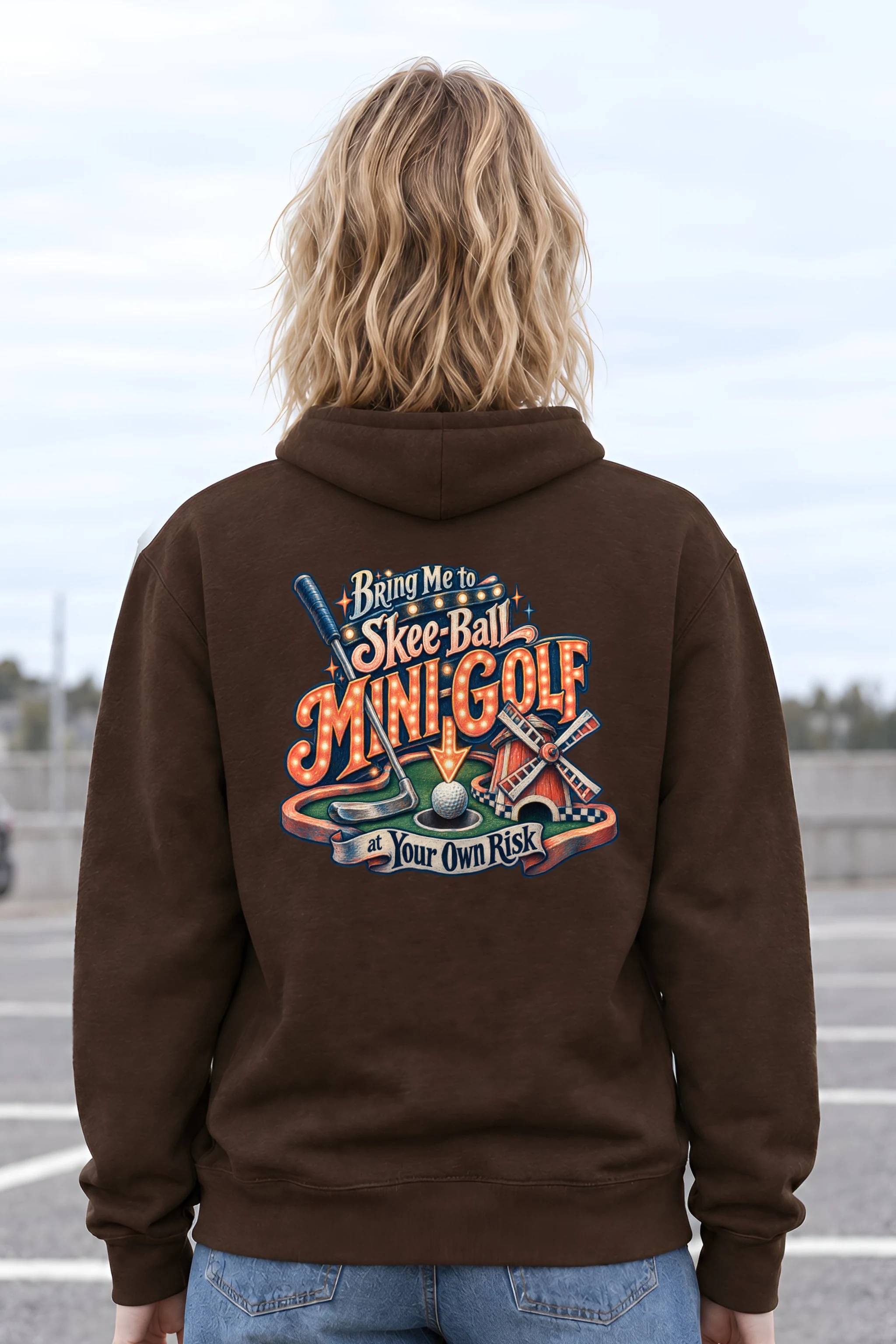 "Skee-Ball Mini-Golf at Your Own Risk" Heavy Blend Unisex Pullover Hoodie