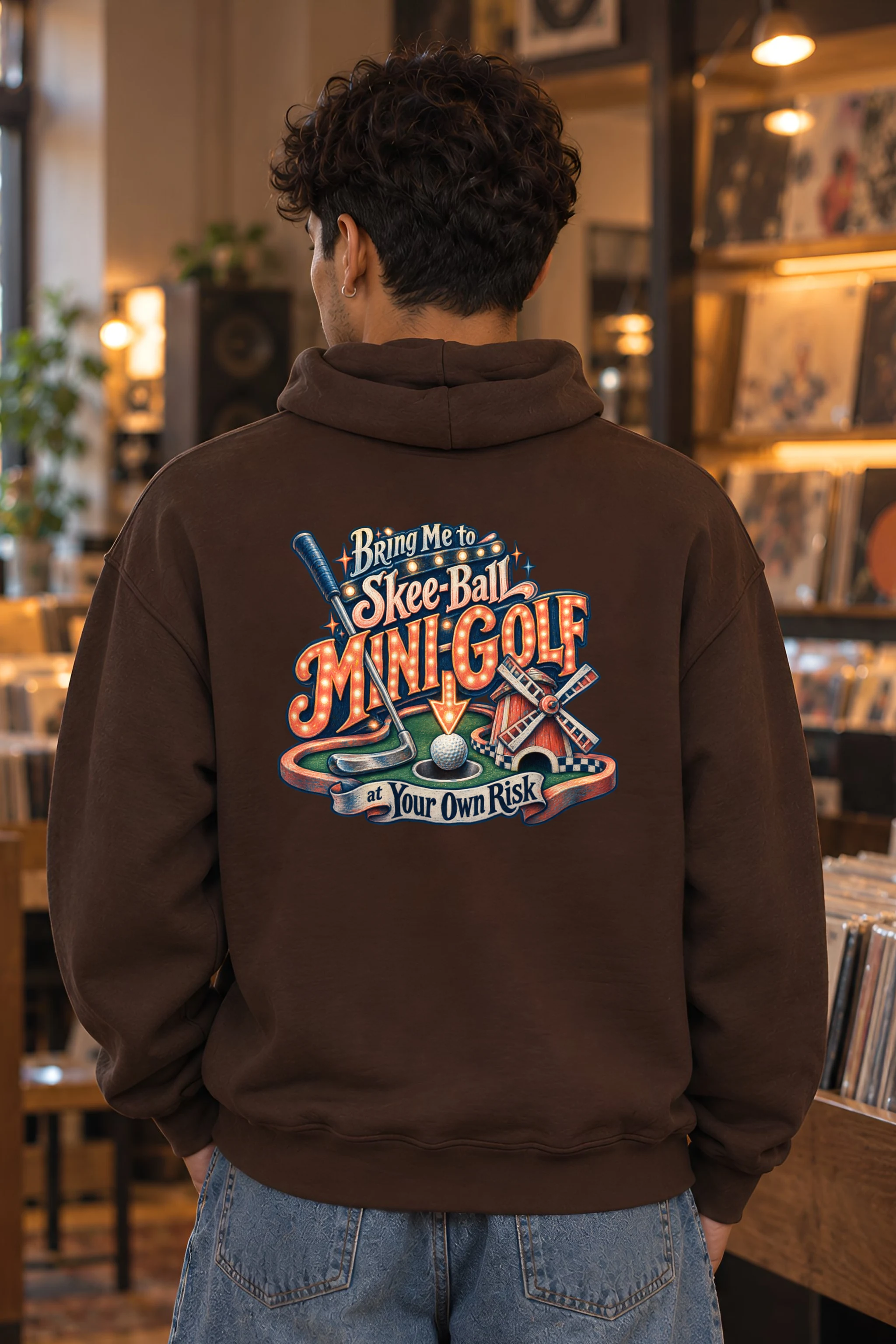 "Skee-Ball Mini-Golf at Your Own Risk" Heavy Blend Unisex Pullover Hoodie