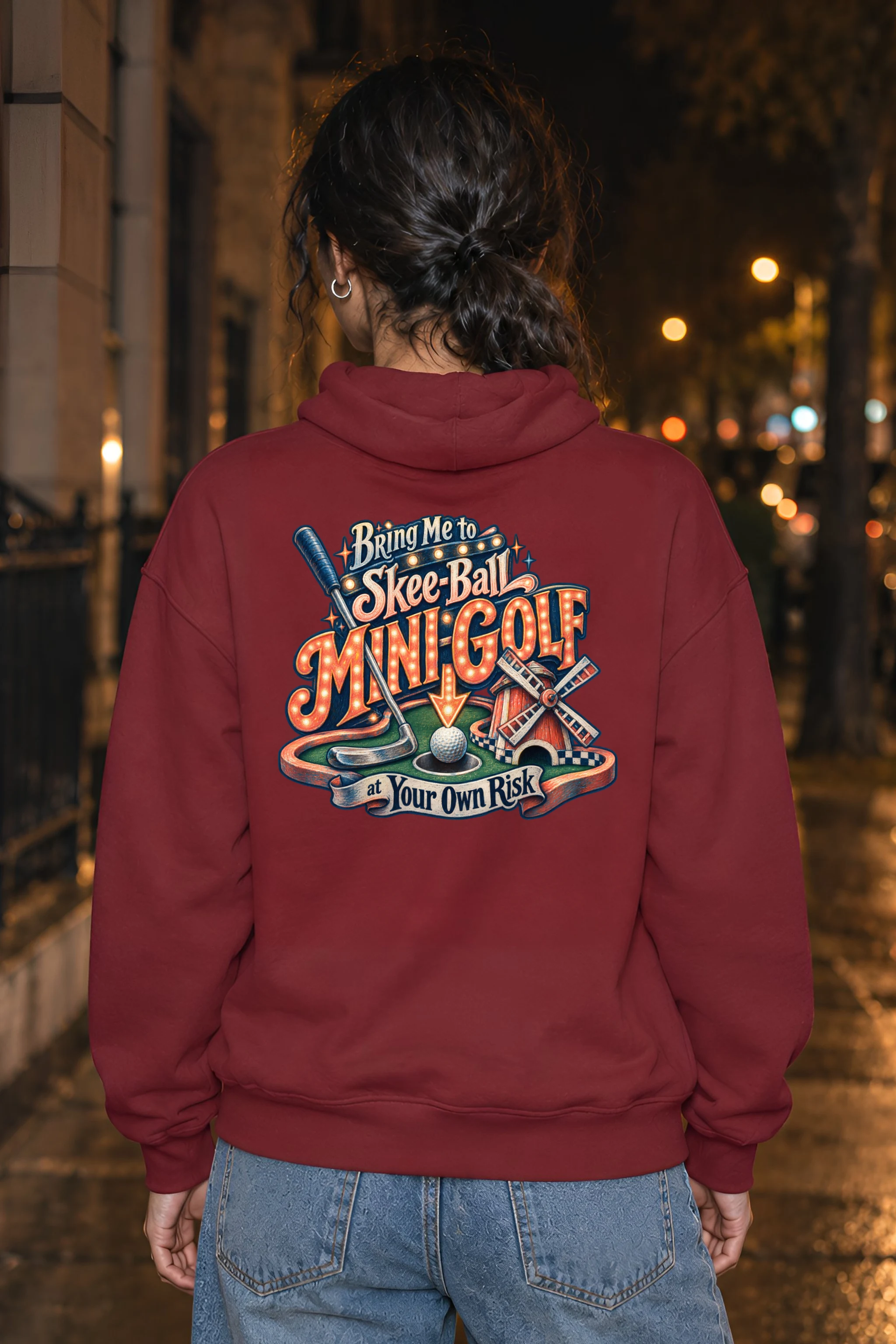 "Skee-Ball Mini-Golf at Your Own Risk" Heavy Blend Unisex Pullover Hoodie