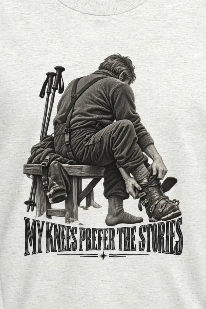 "Ski Boot Buckles" Unisex Longsleeve T-shirt - the graphic up close
