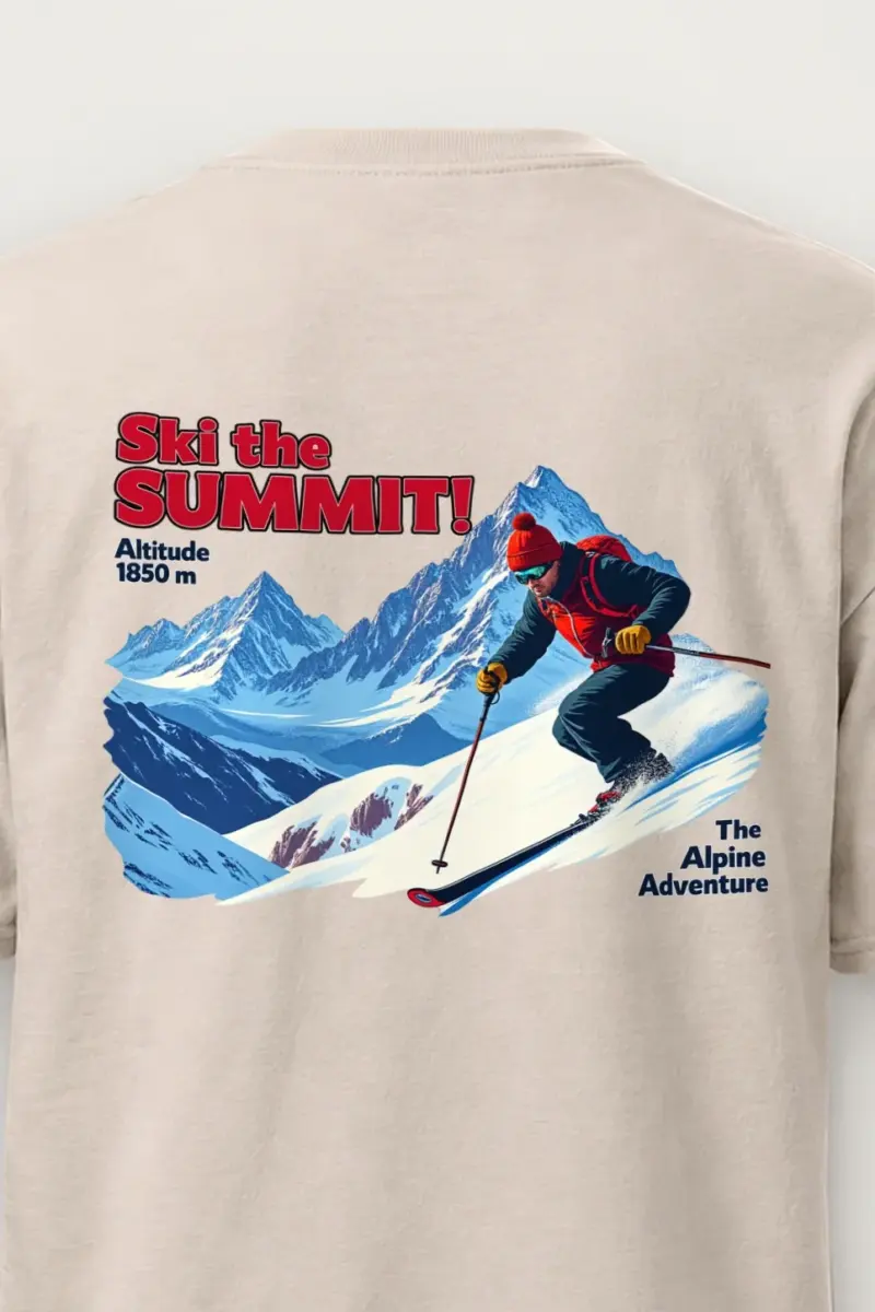 "Ski The Summit" Heavyweight Unisex Crewneck T-shirt