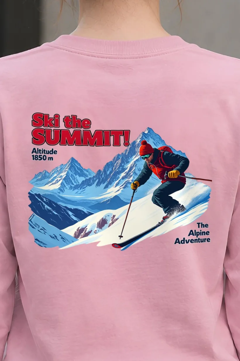 "Ski The Summit" Unisex Longsleeve T-shirt - the graphic up close