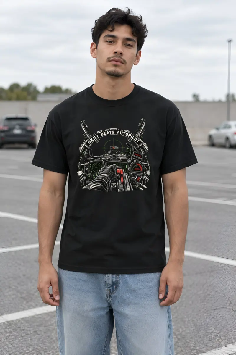"Skill Beats Autopilot" Heavyweight Unisex Crewneck T-shirt