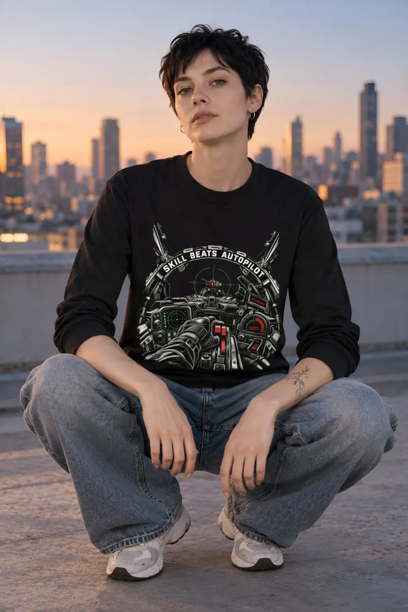 "Skill Beats Autopilot" Unisex Longsleeve T-shirt