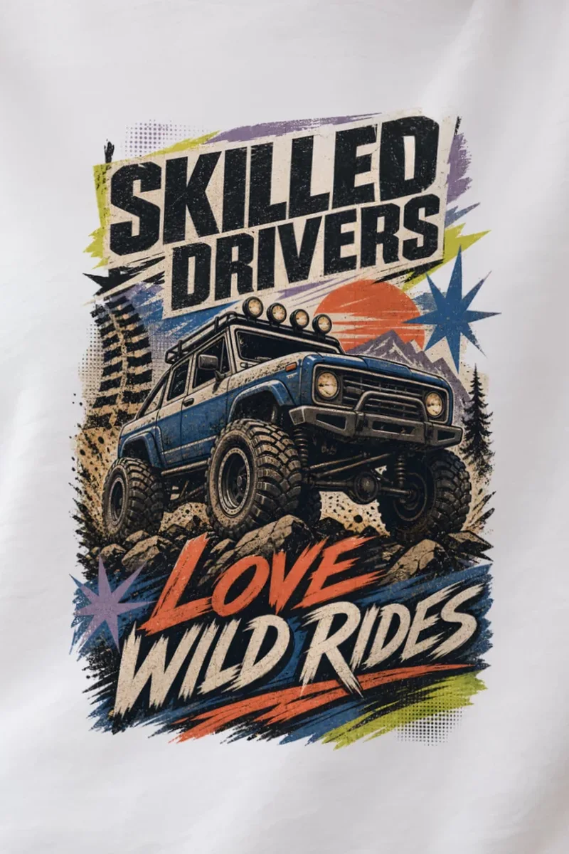 "Skilled Drivers Love Wild Rides" 1 Crewneck Sweatshirt - the graphic up close