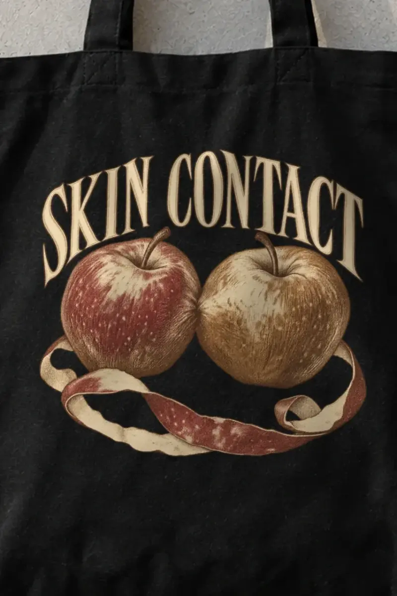 "Skin Contact" Classic Cotton Tote Bag - the graphic up close