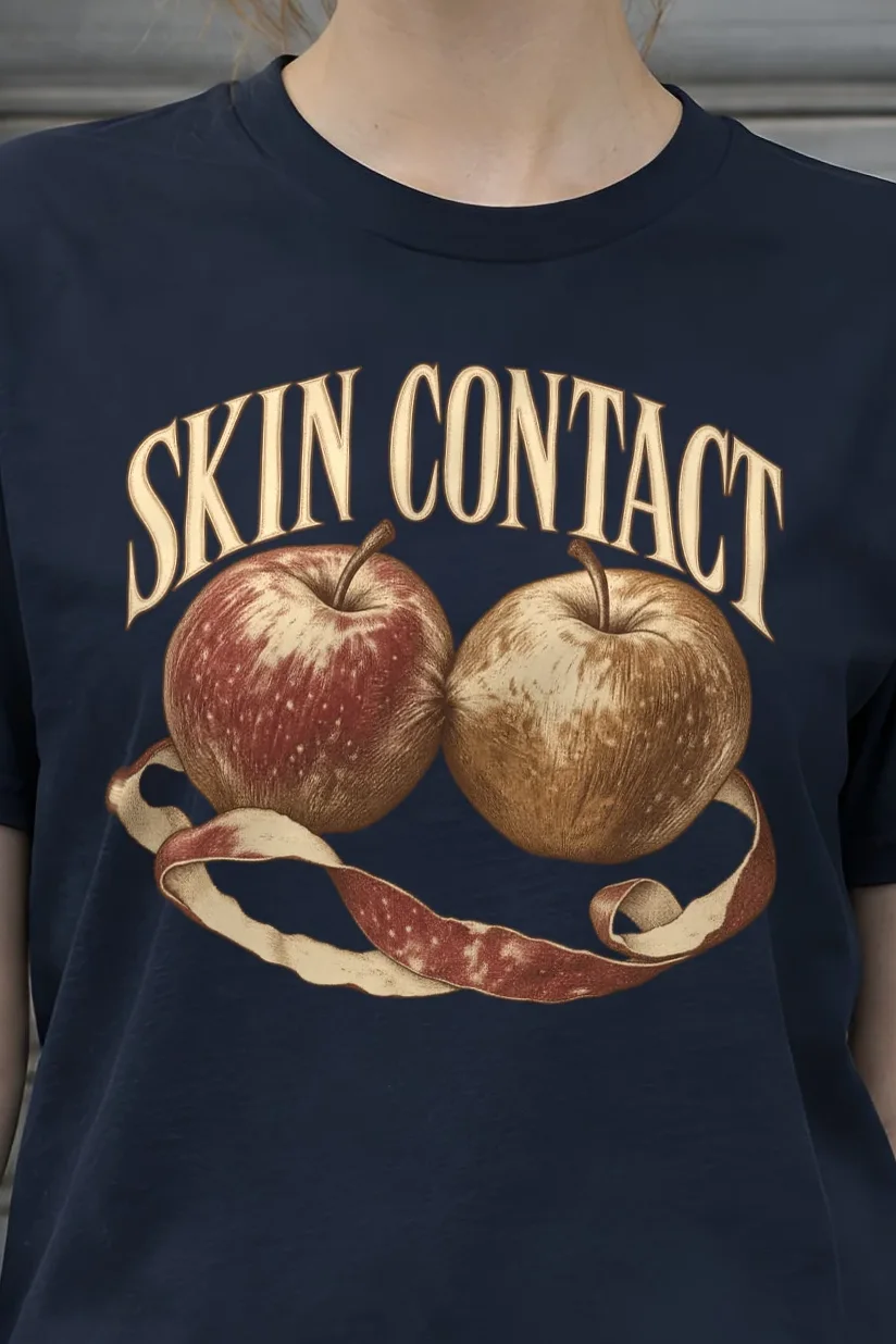 "Skin Contact" Heavyweight Unisex Crewneck T-shirt - the graphic up close