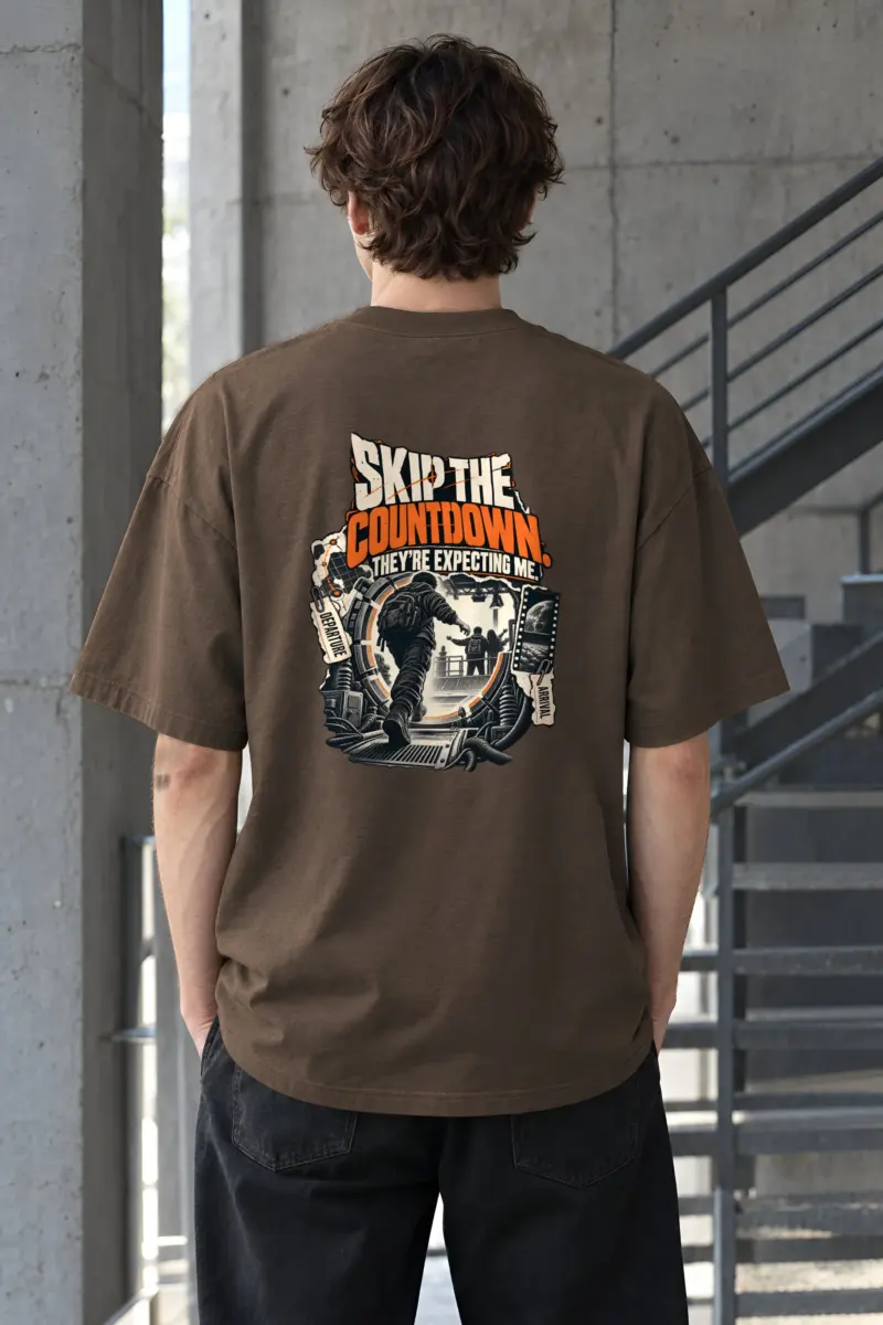 "Skip The Countdown" Unisex Oversized Heavyweight Crewneck T-Shirt