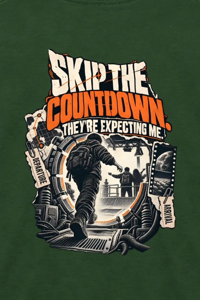 "Skip the Countdown" Unisex Longsleeve T-shirt - the graphic up close