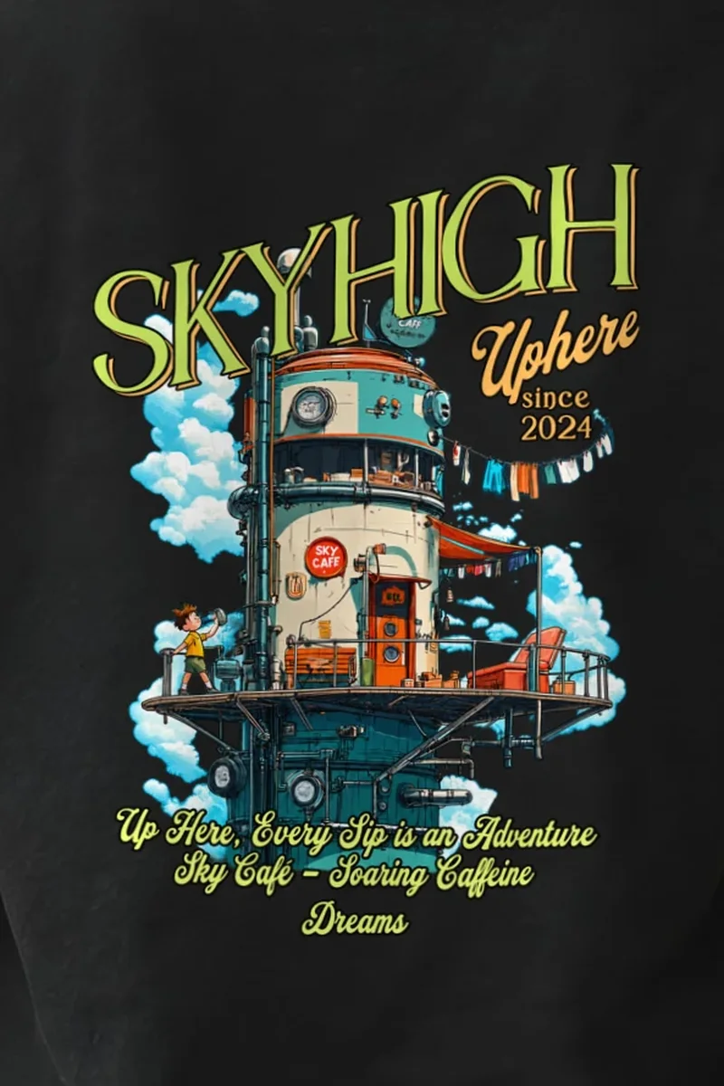 "Sky Cafe Dreams" Heavyweight Unisex Crewneck T-shirt