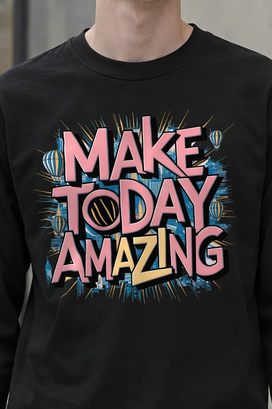 "Skyline Lift" Unisex Longsleeve T-shirt - the graphic up close