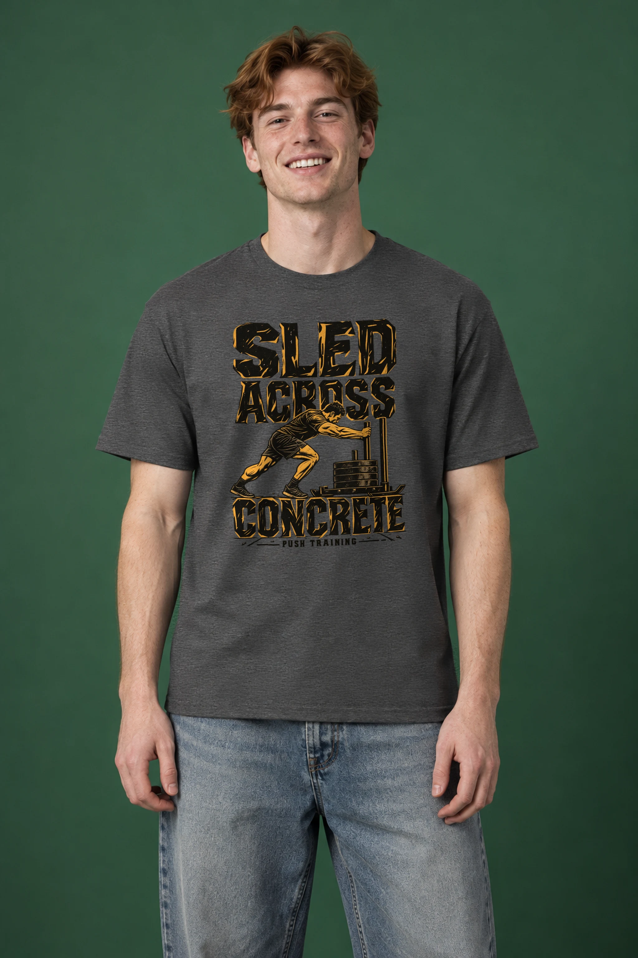 "Sled Across Concrete" Heavyweight Unisex Crewneck T-shirt