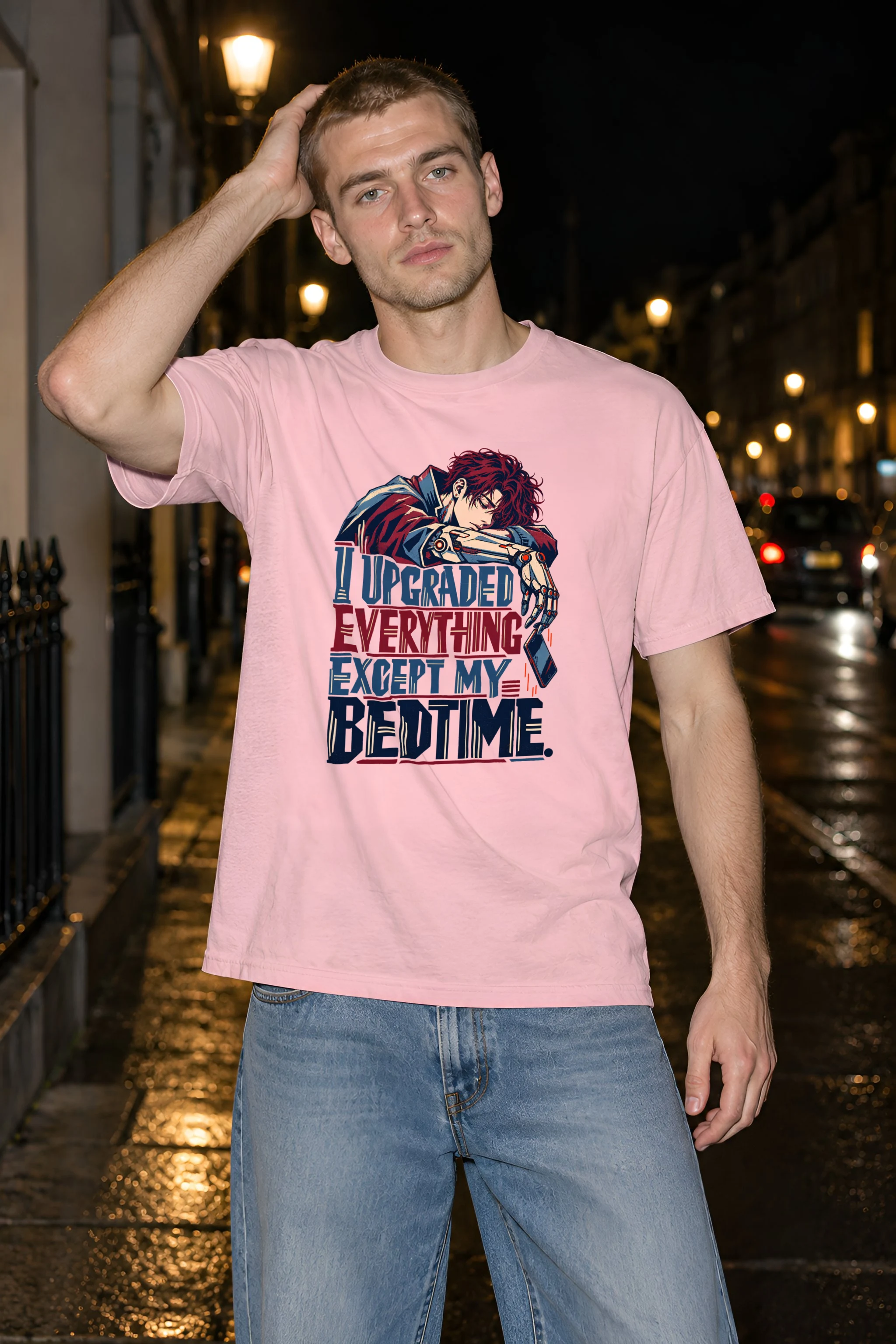 "Sleepy Cyborg" Heavyweight Unisex Crewneck T-shirt