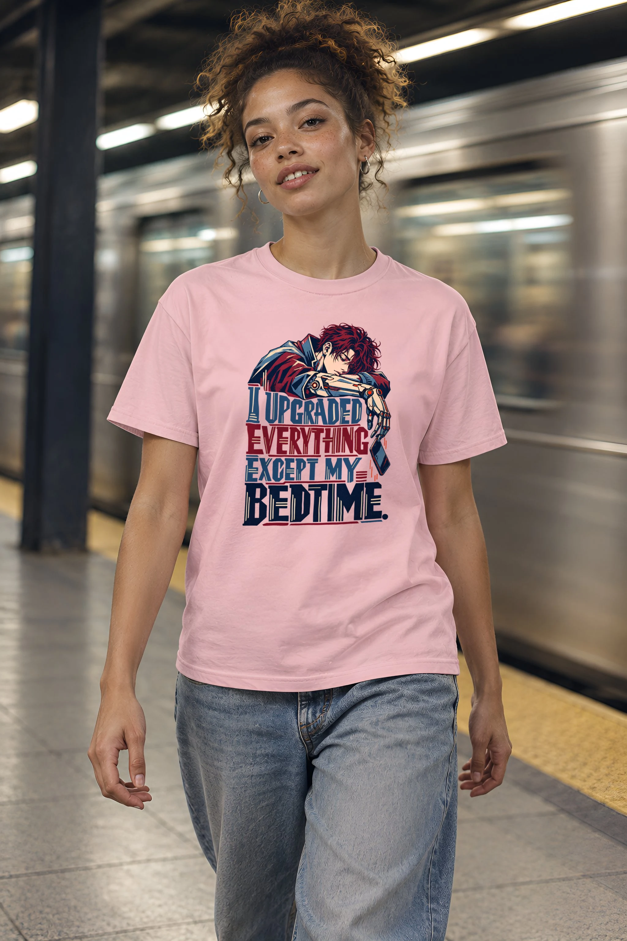"Sleepy Cyborg" Heavyweight Unisex Crewneck T-shirt