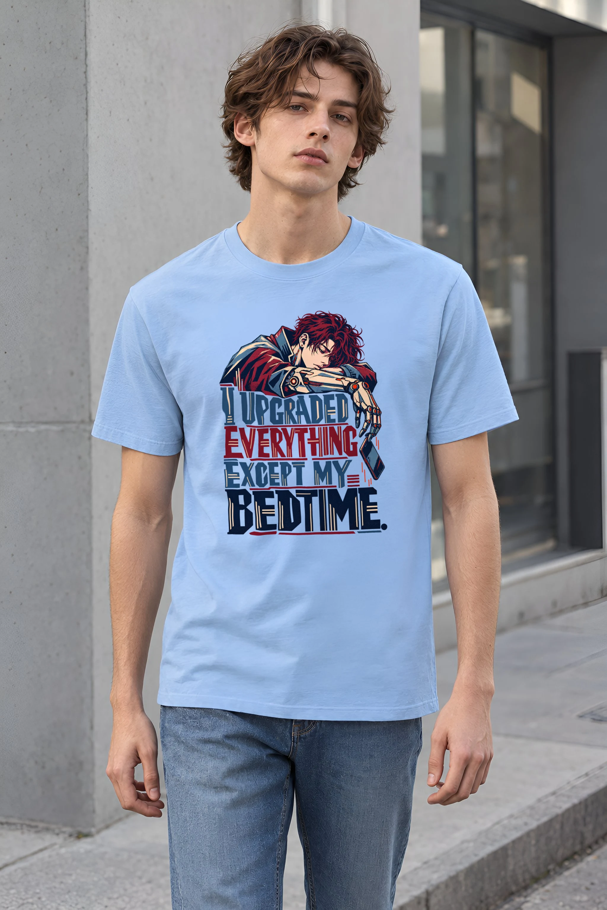 "Sleepy Cyborg" Heavyweight Unisex Crewneck T-shirt