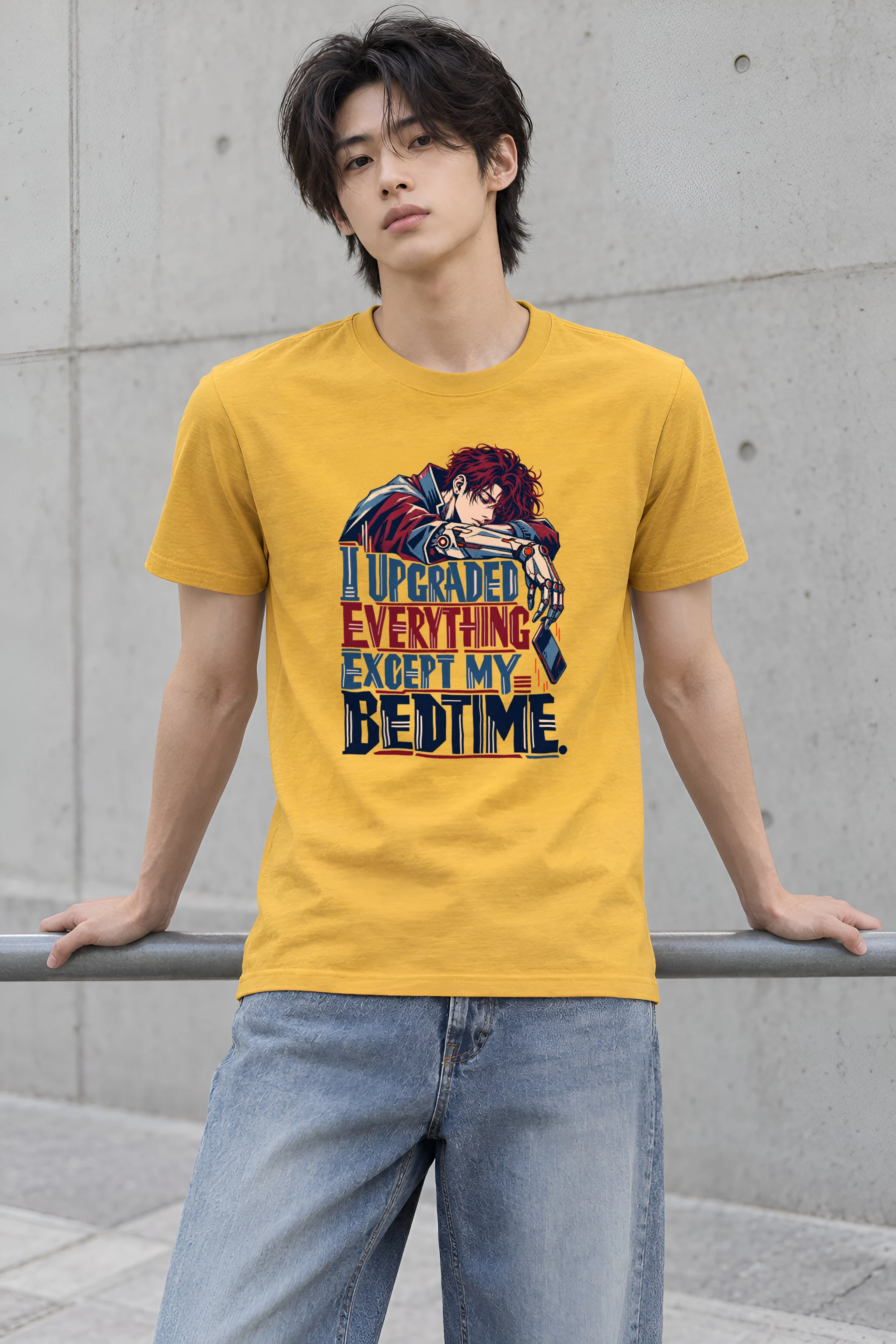 "Sleepy Cyborg" Heavyweight Unisex Crewneck T-shirt