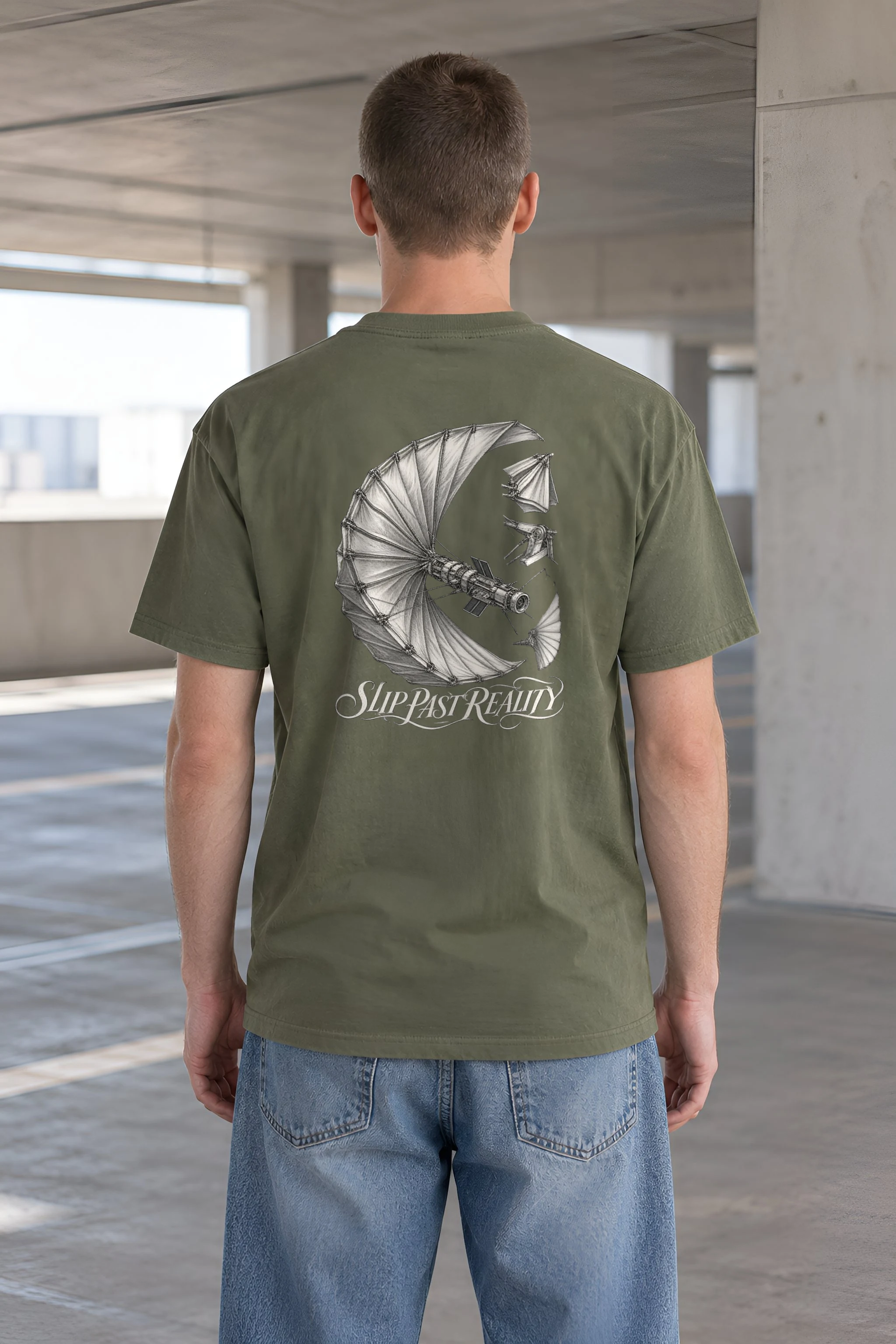 "Slip Past Reality" Heavyweight Unisex Crewneck T-shirt
