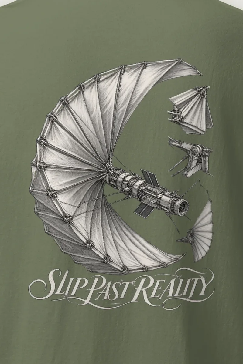 "Slip Past Reality" Heavyweight Unisex Crewneck T-shirt - the graphic up close